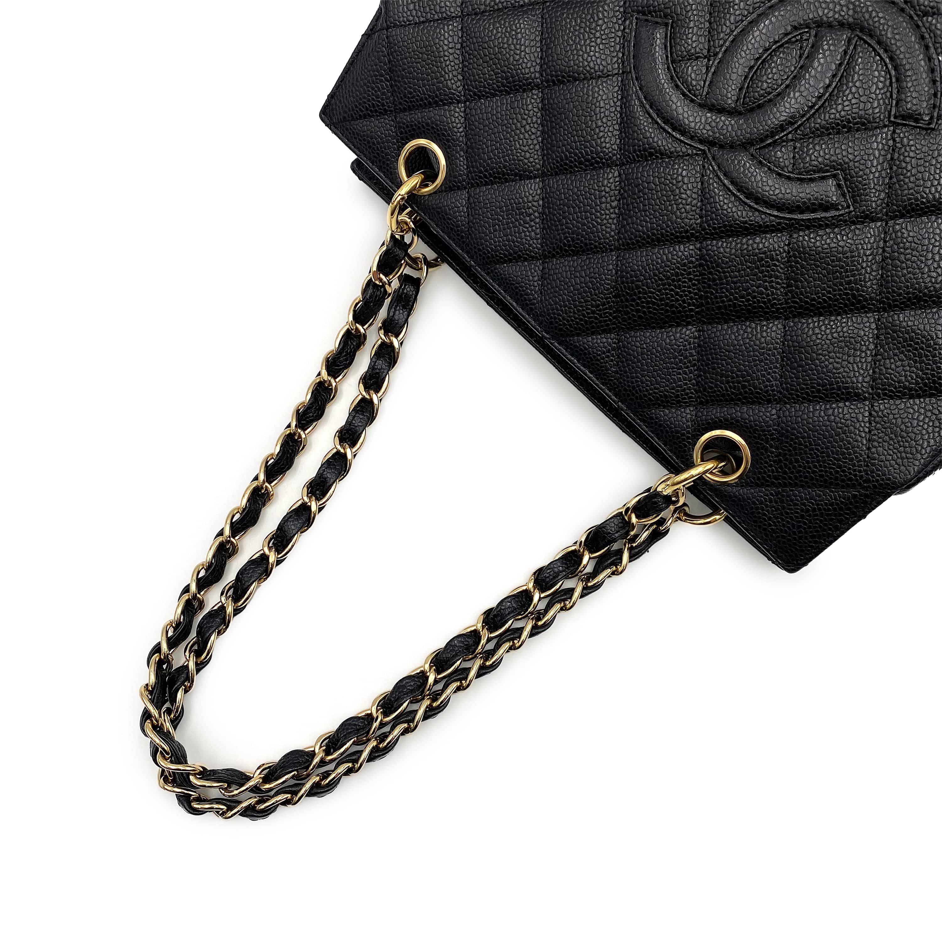 Chanel CHANEL VINTAGE PTT CHAIN TOTE BAG BLACK CAVIAR SKIN 90223178