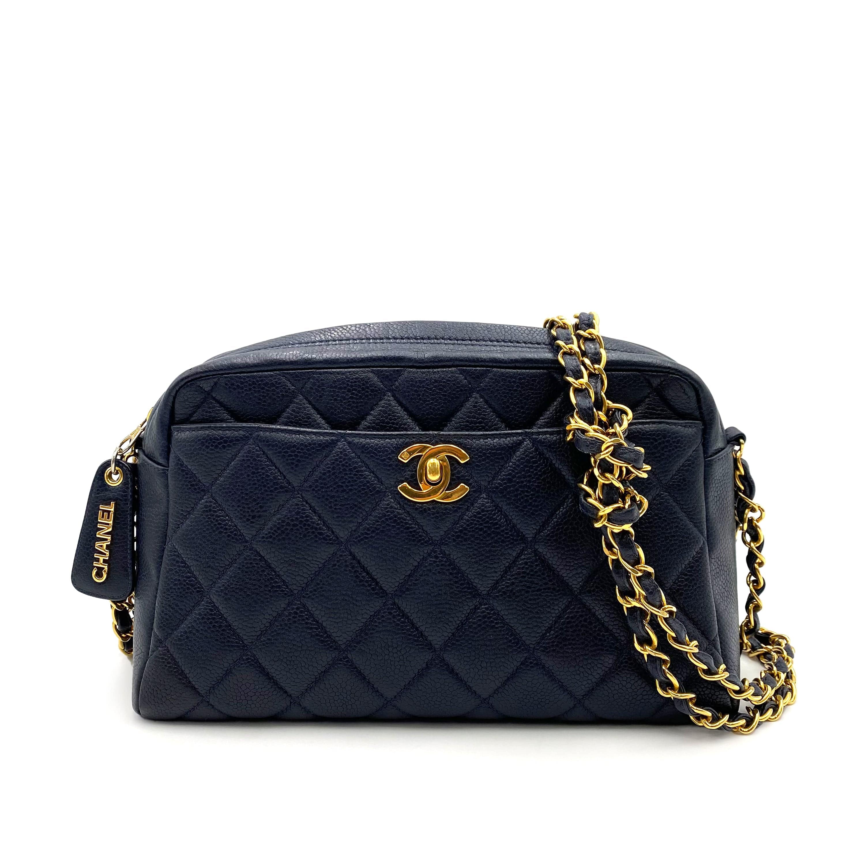 Chanel Chanel Vintage Quilted Turnlock Camera Bag Navy Caviar GHW #4 90233174