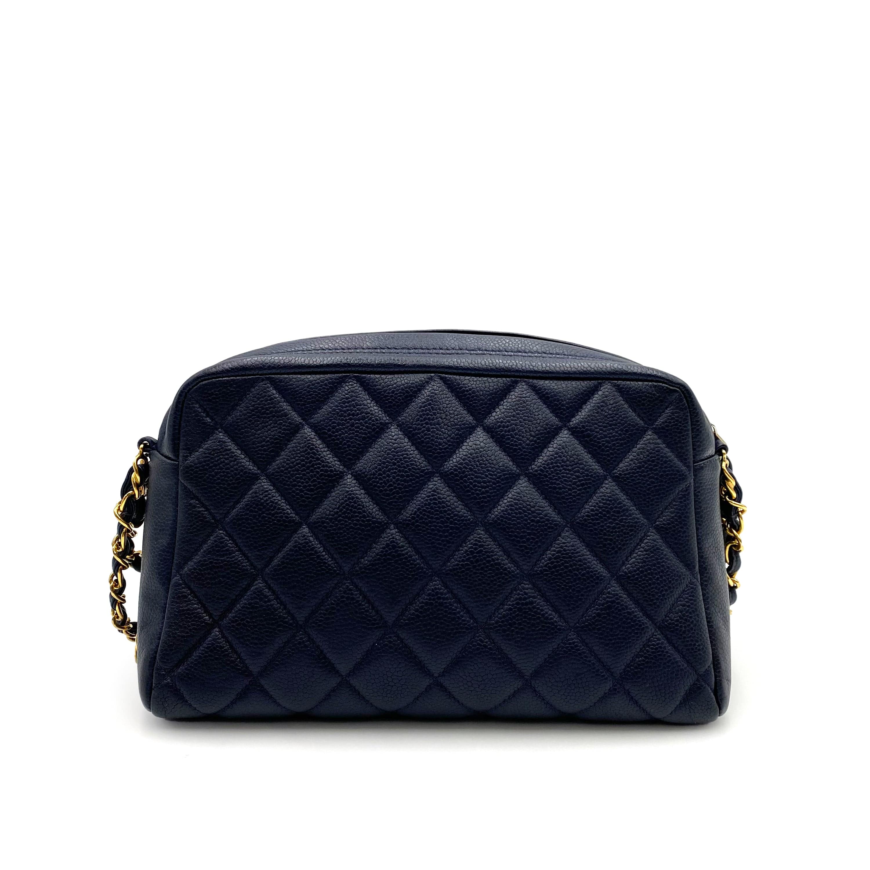 Chanel Chanel Vintage Quilted Turnlock Camera Bag Navy Caviar GHW #4 90233174