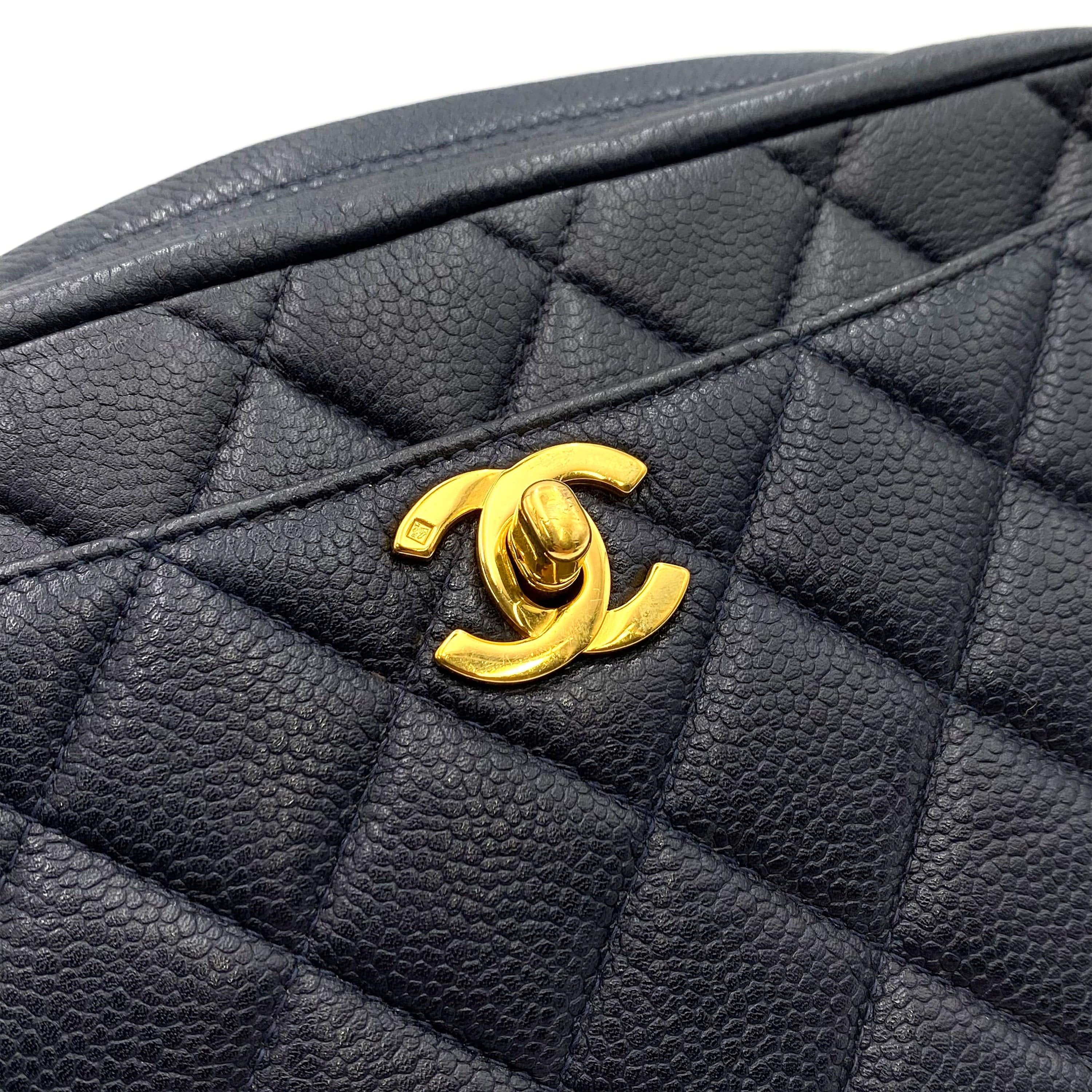 Chanel Chanel Vintage Quilted Turnlock Camera Bag Navy Caviar GHW #4 90233174