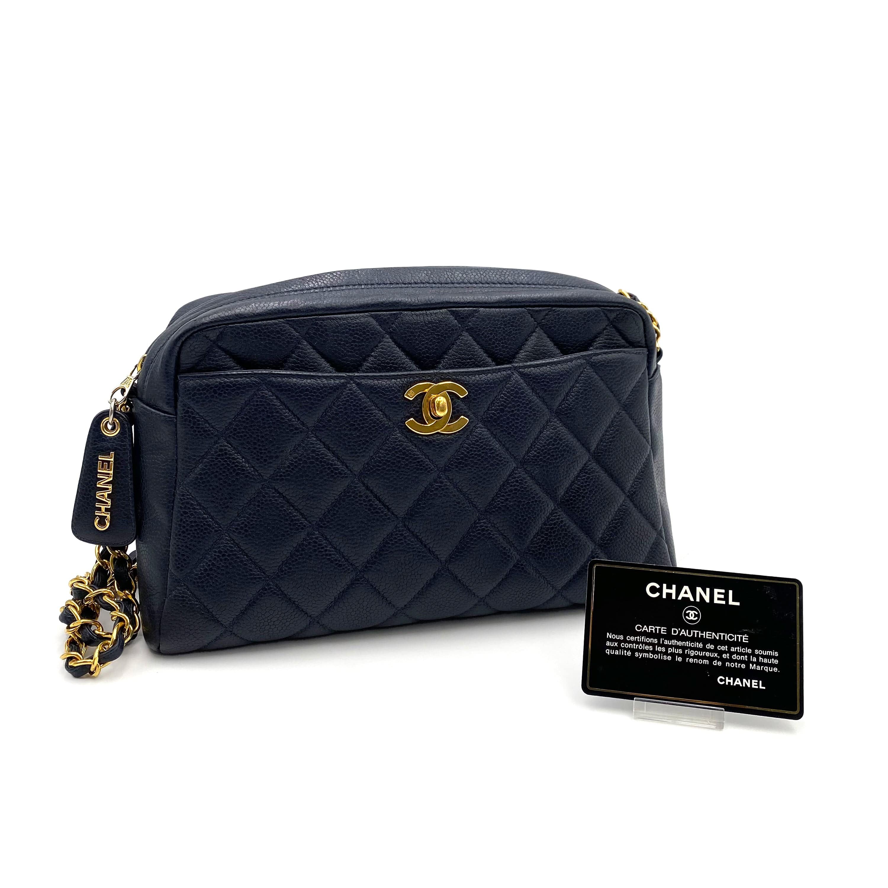 Chanel Chanel Vintage Quilted Turnlock Camera Bag Navy Caviar GHW #4 90233174