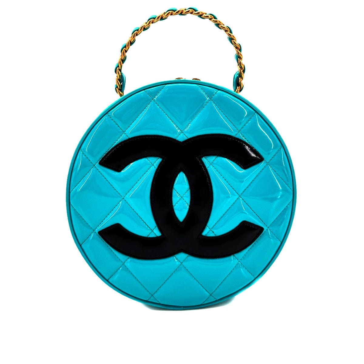 Chanel CHANEL VINTAGE ROUND VANITY HAND BAG BLUR ENAMEL 90269214