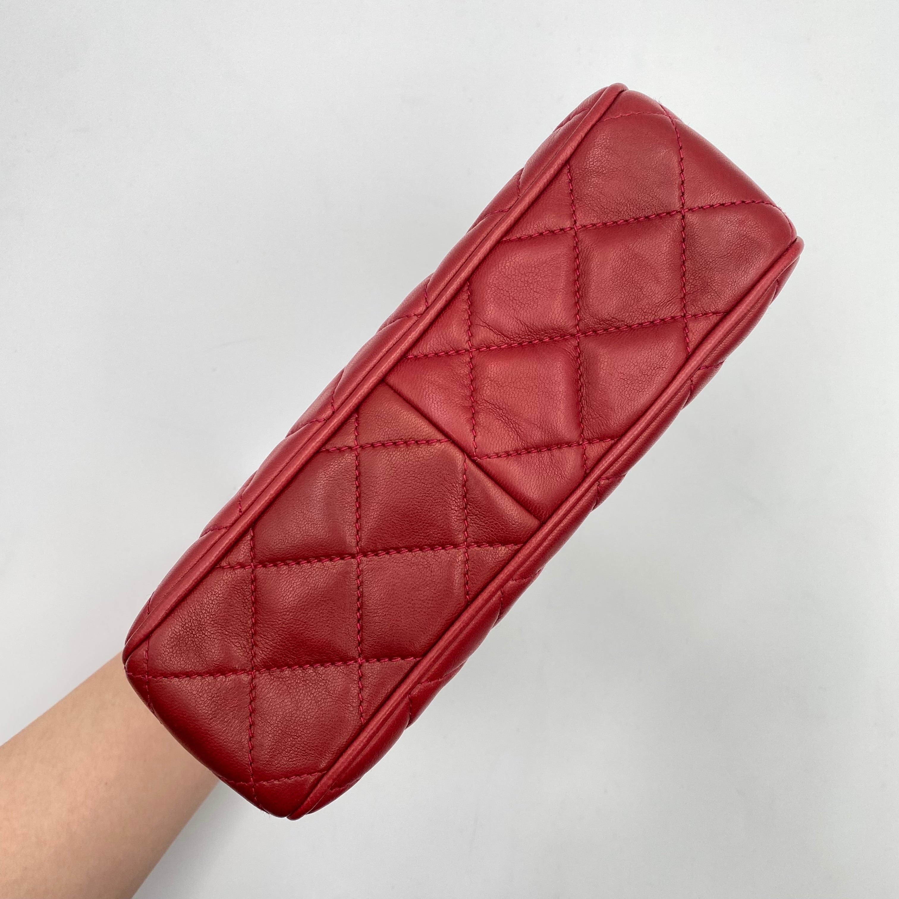 Chanel CHANEL VINTAGE SHOULDER BAG RED LAMB SKIN 90223315