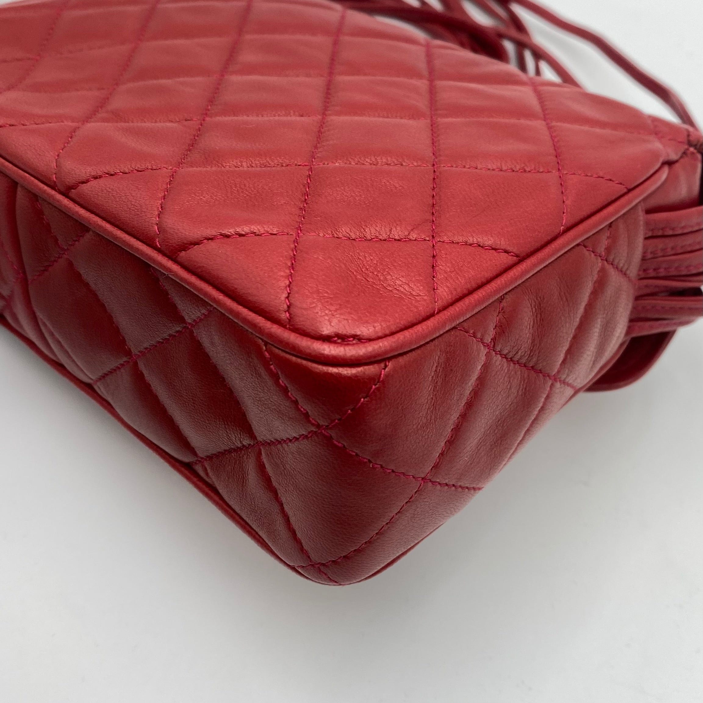 Chanel CHANEL VINTAGE SHOULDER BAG RED LAMB SKIN 90223315