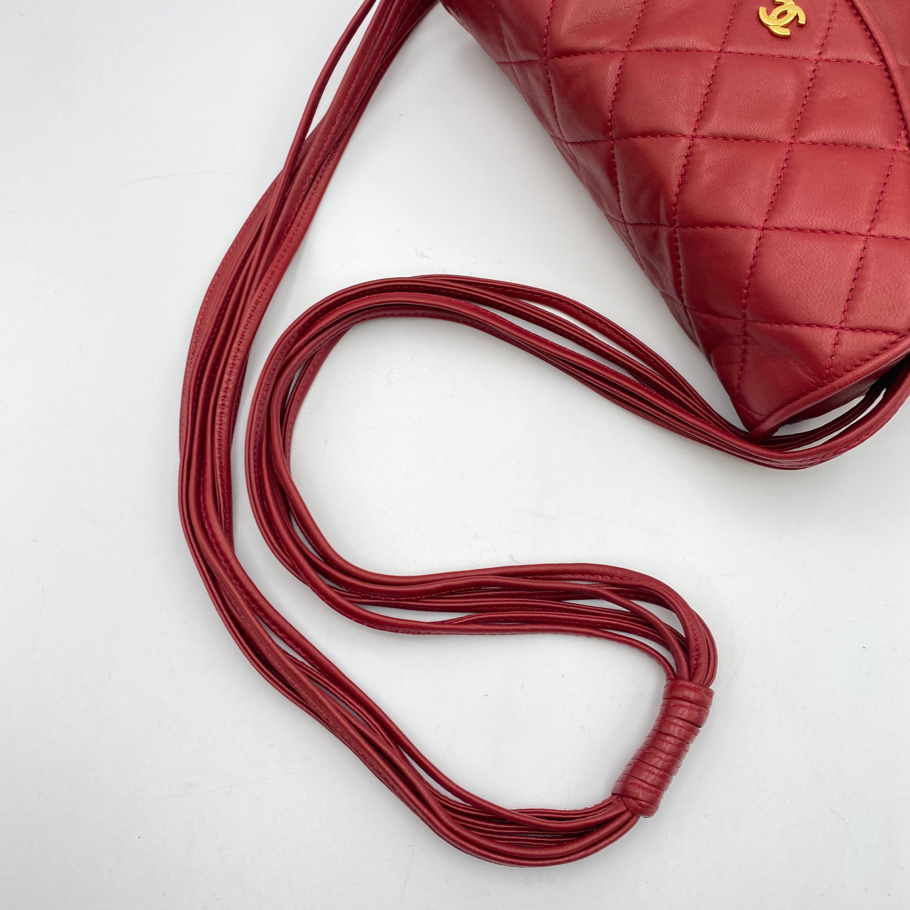 Chanel CHANEL VINTAGE SHOULDER BAG RED LAMB SKIN 90223315