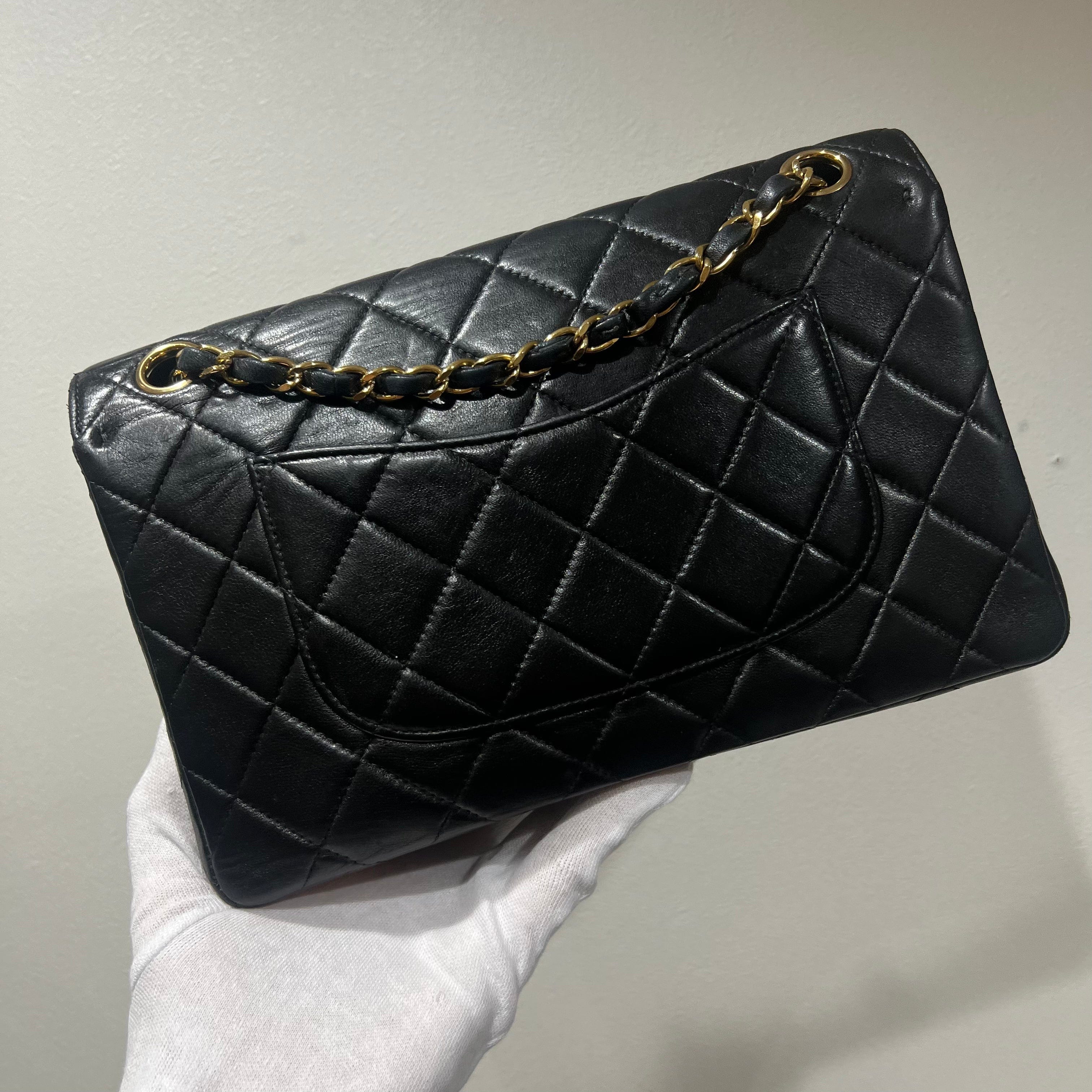 Chanel CHANEL VINTAGE SINGLE FLAP BAG LAMB SKIN BLACK 90204394