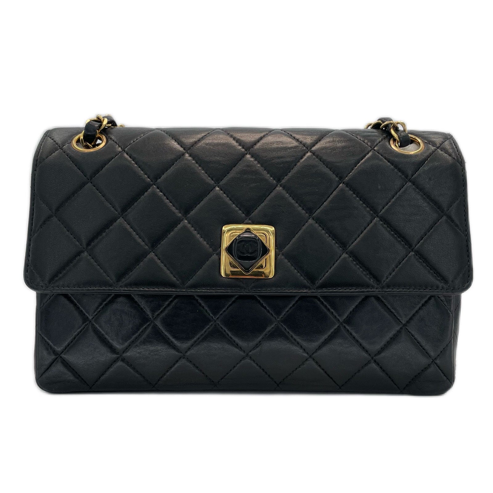 Chanel CHANEL VINTAGE SINGLE FLAP BAG LAMB SKIN BLACK 90204394