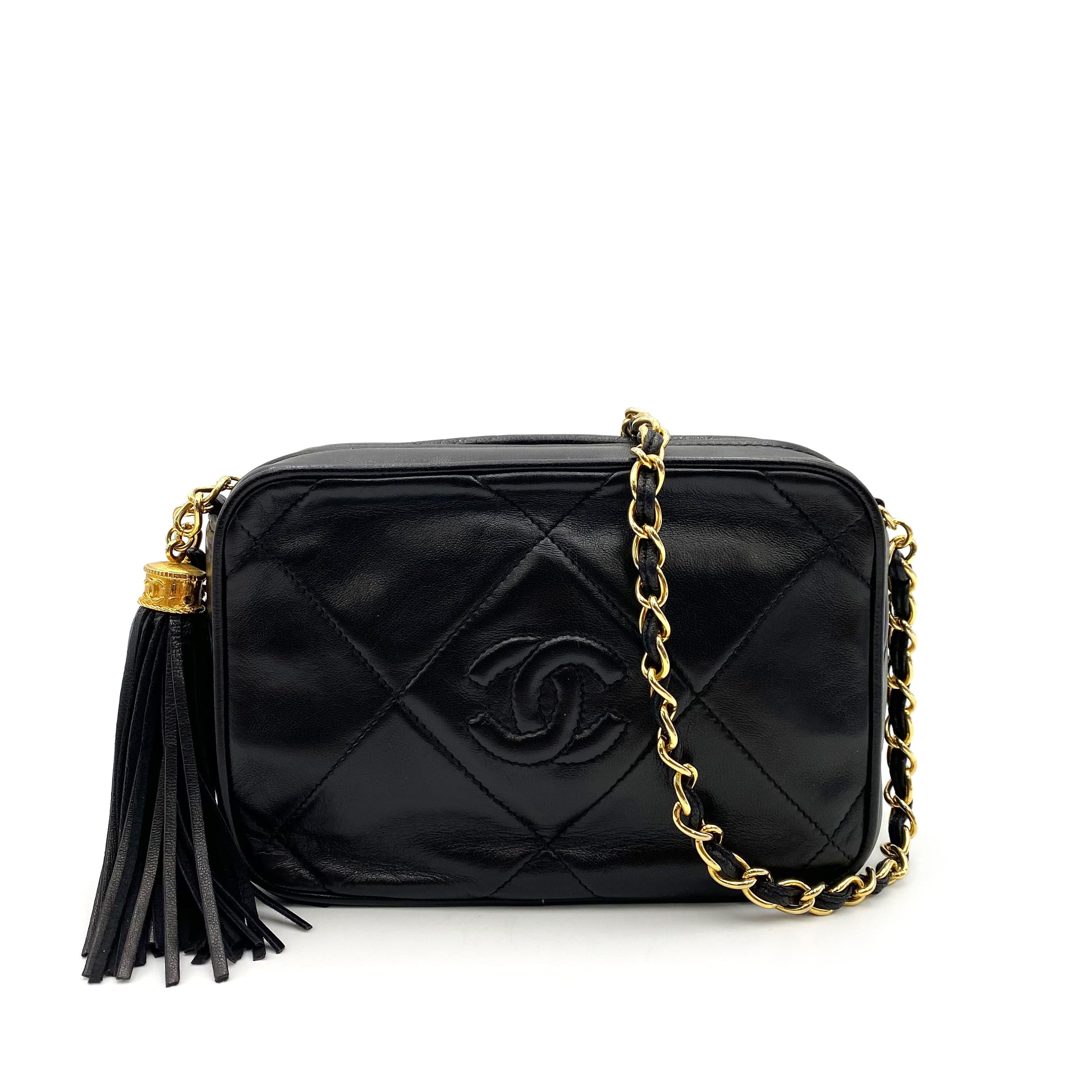 Chanel Chanel Vintage Tassle CHAIN SHOULDER BAG Black Lambskin 90235813