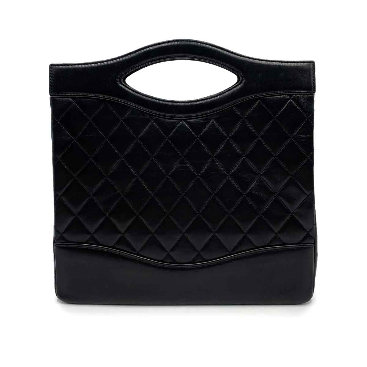 Chanel Chanel Vintage Top Handle Tote Black Lambskin GHW #1 90228032