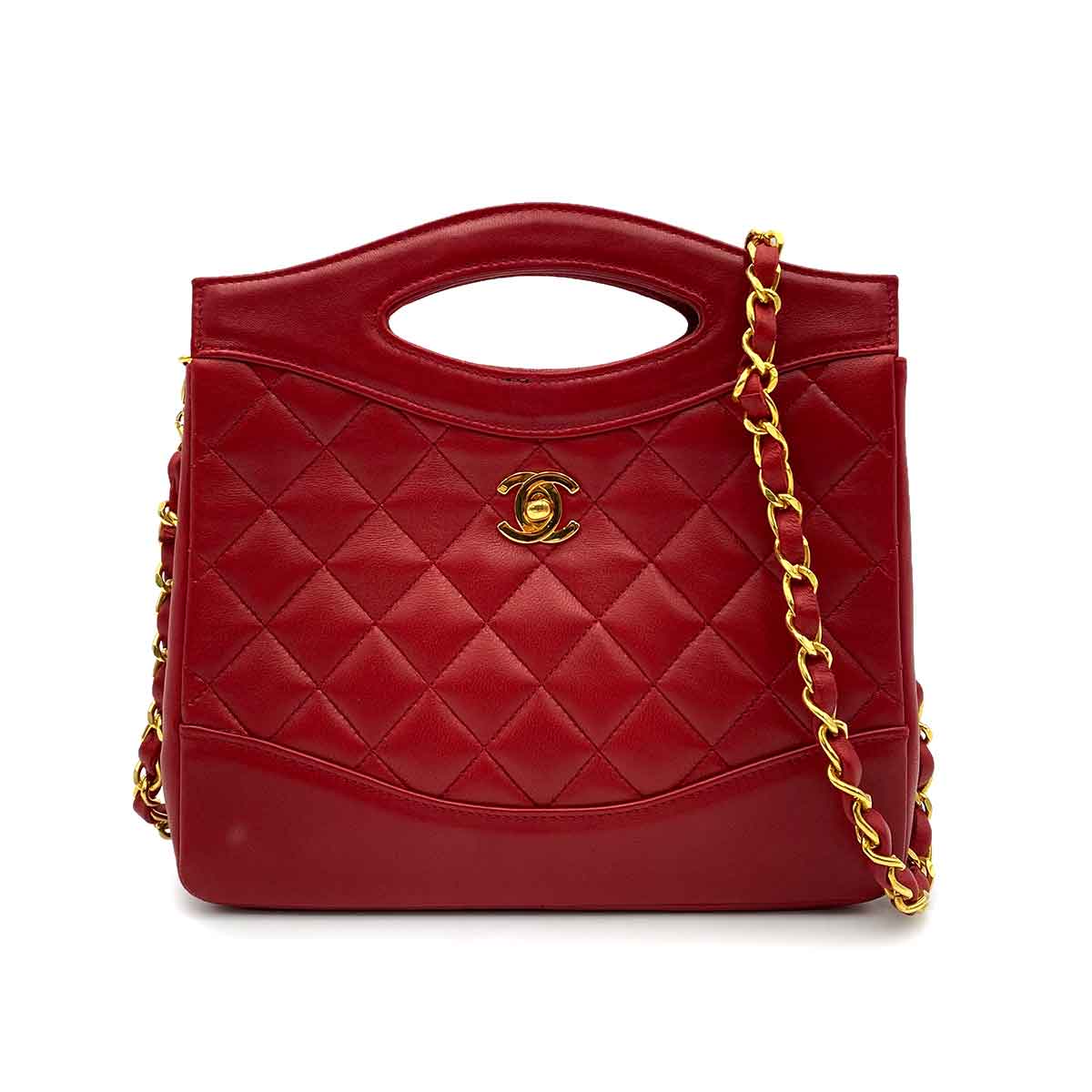 Chanel Chanel Vintage Top Handle Tote Red Lambskin GHW #1
 90232185