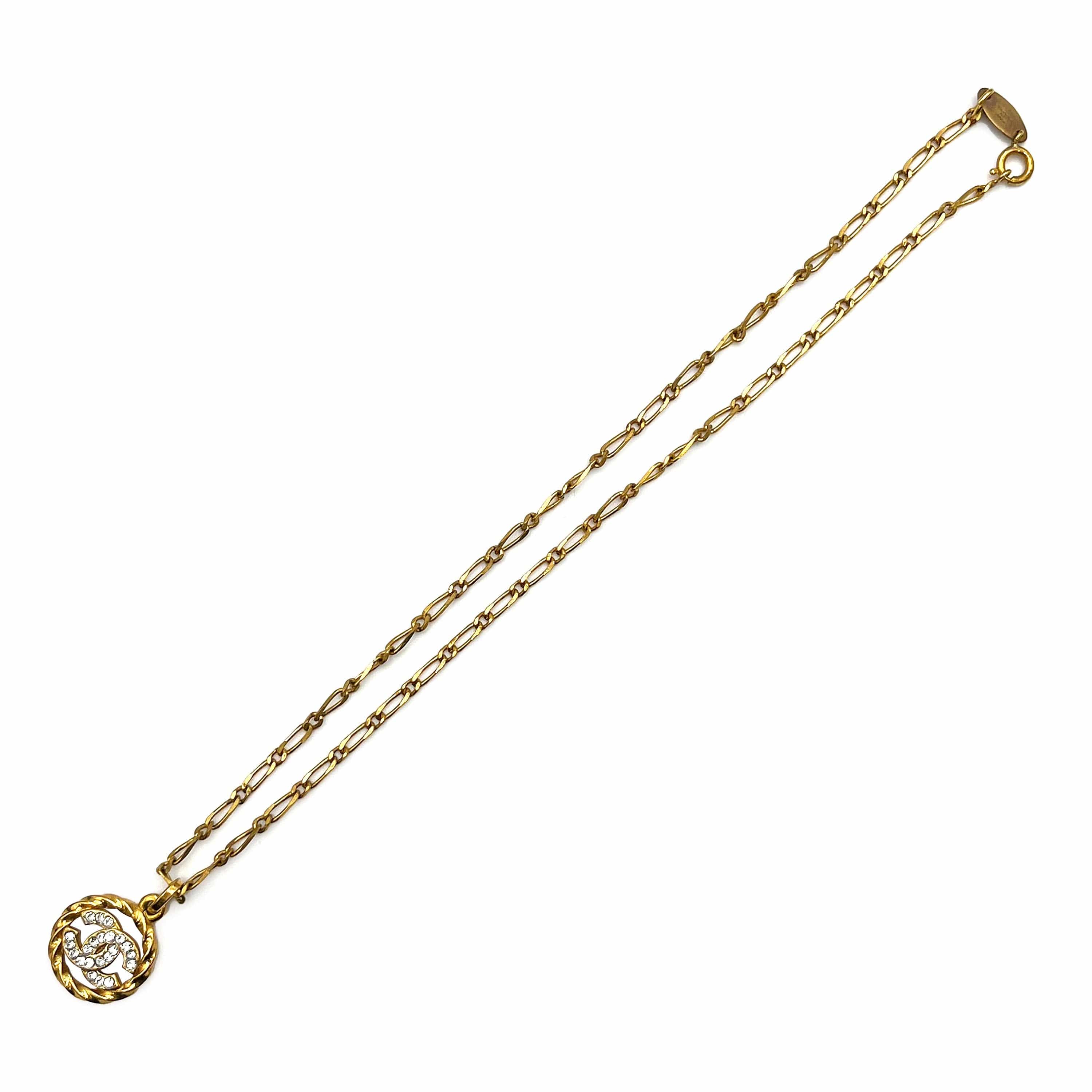 Chanel Chanel Vintage Twist Encirciled CC Rhinestone Choker Necklace