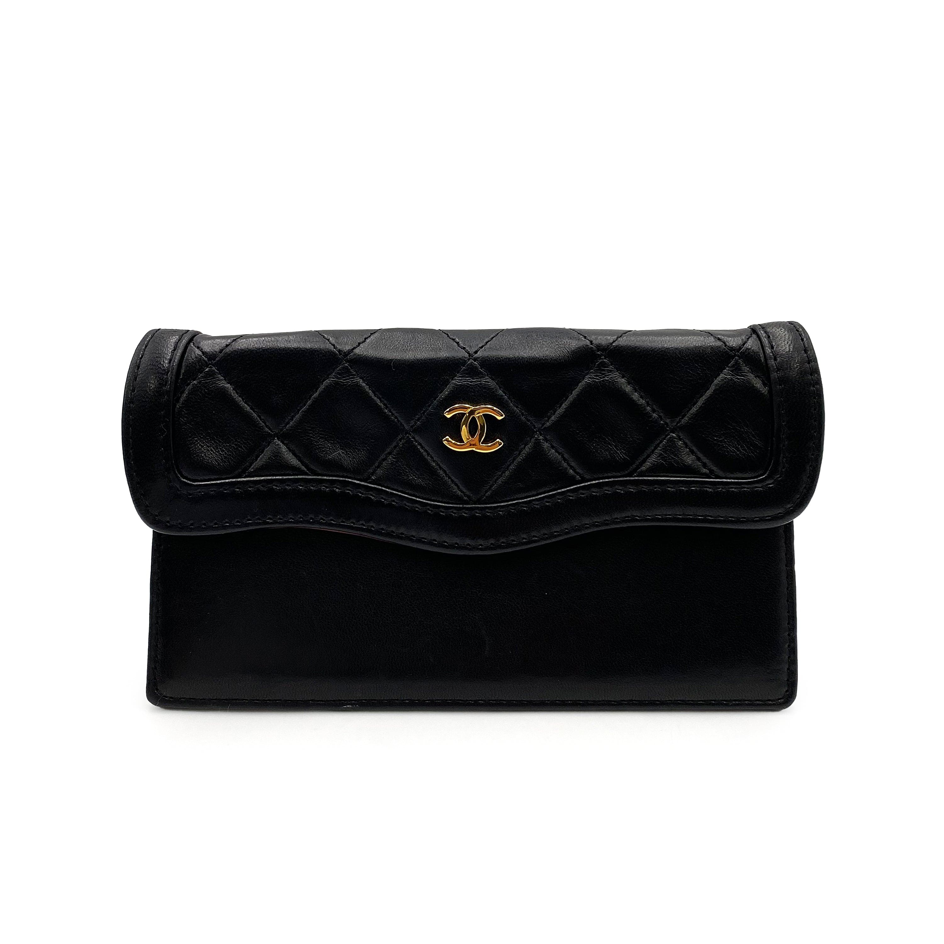 CHANEL CHANNEL VINTAGE MATELASSE CHAIN SHOULDER BAG BLACK LAMB SKIN 90225283