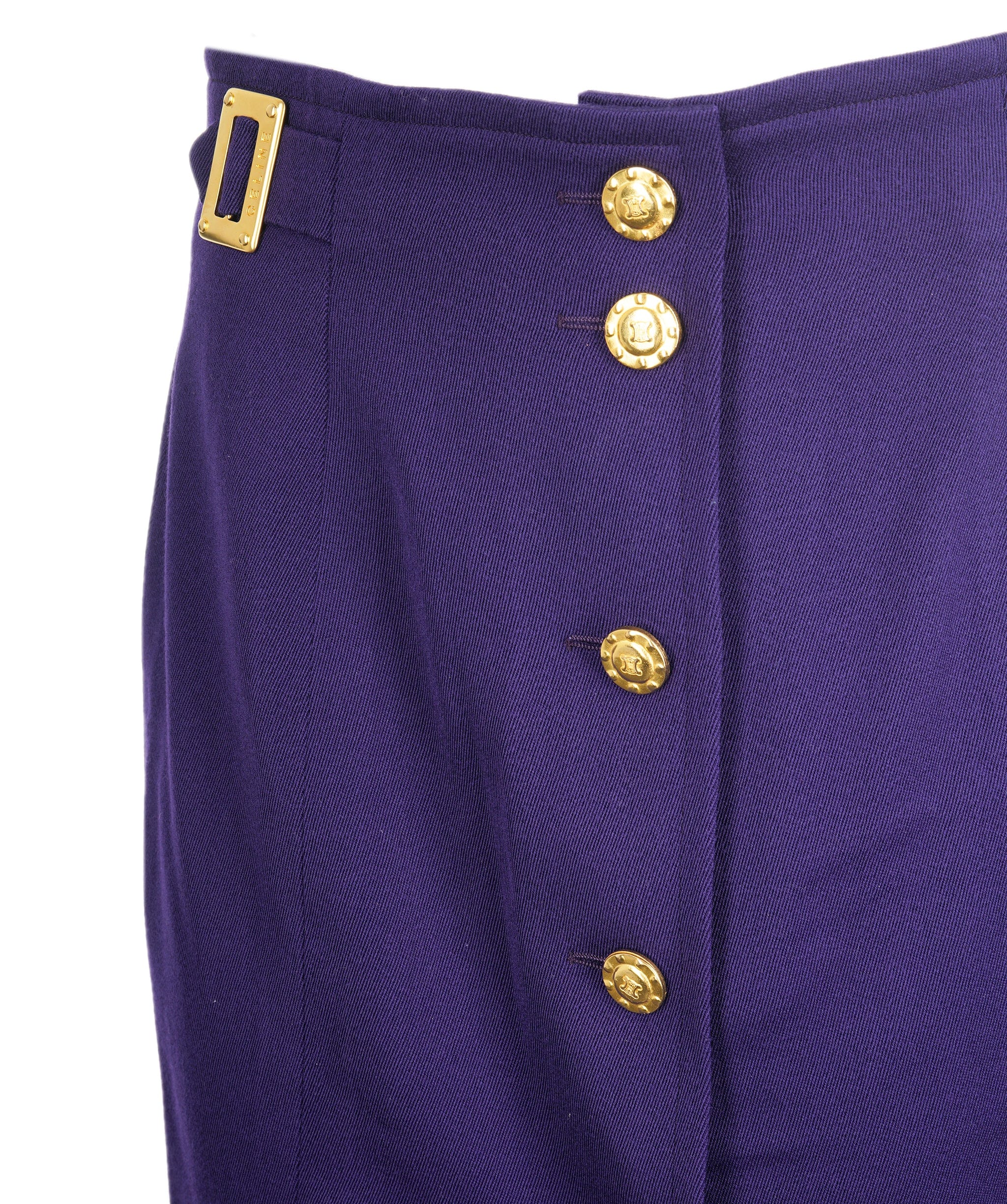 Chanel Celine Gold Button Skirt Purple ASL8262