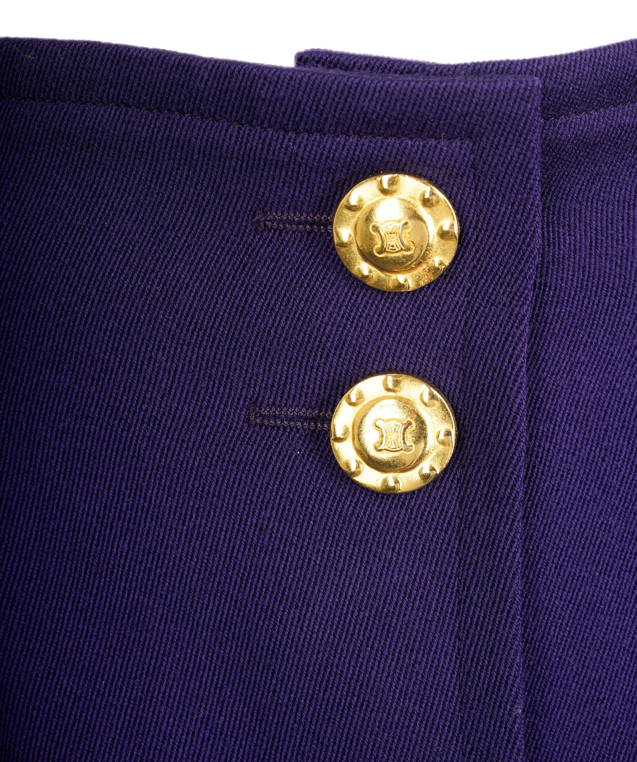 Chanel Celine Gold Button Skirt Purple ASL8262