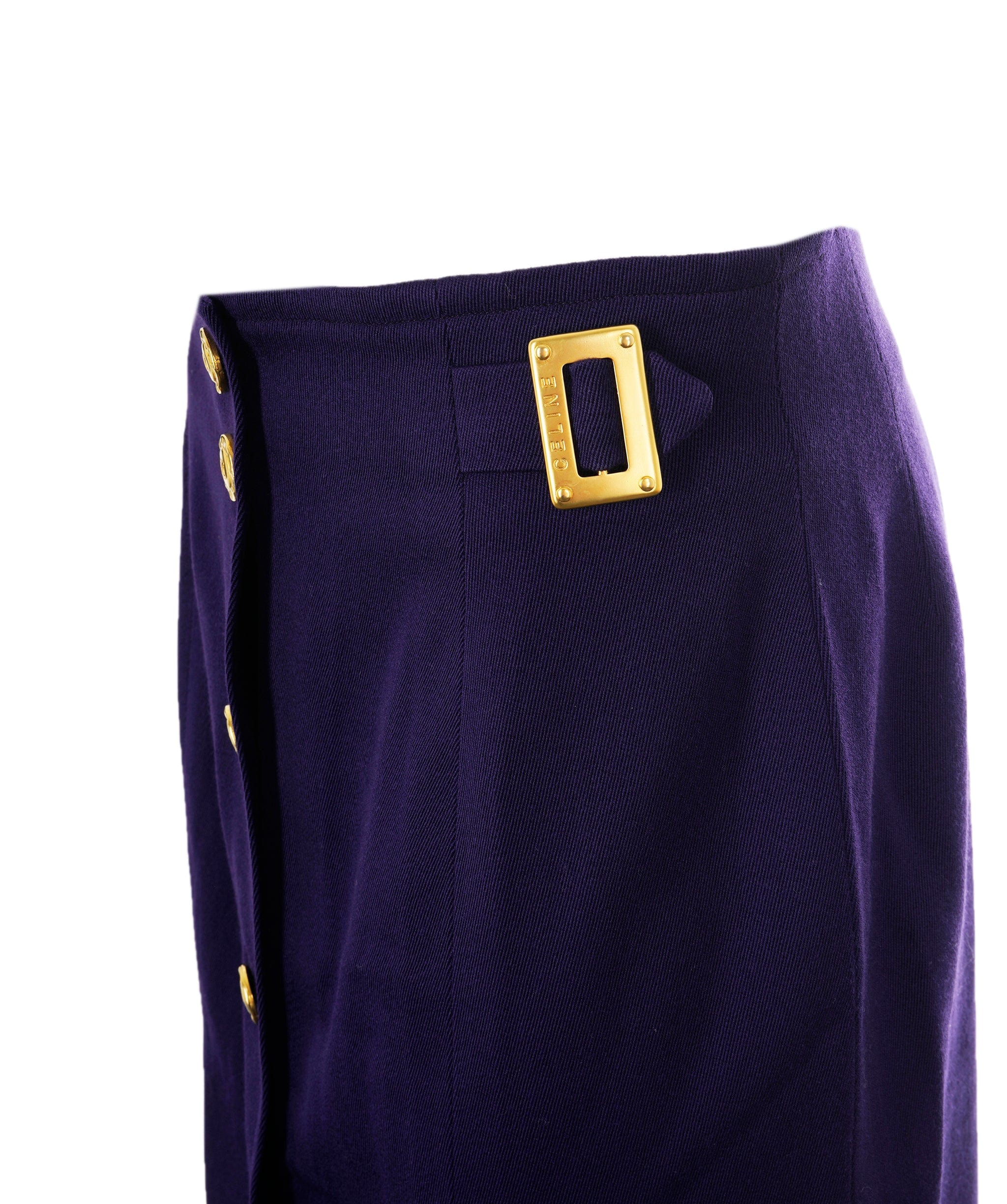 Chanel Celine Gold Button Skirt Purple ASL8262