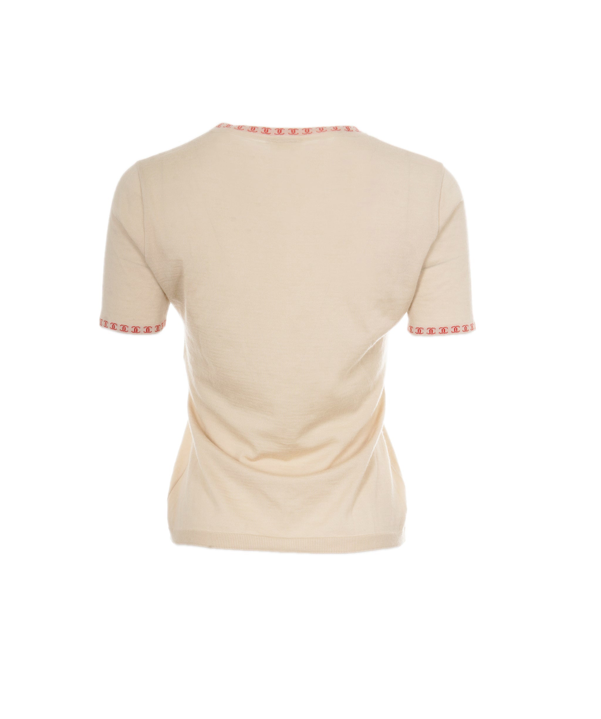 Chanel Chanel 01S CC Collar Cashmere Top Beige Orange ASL8251