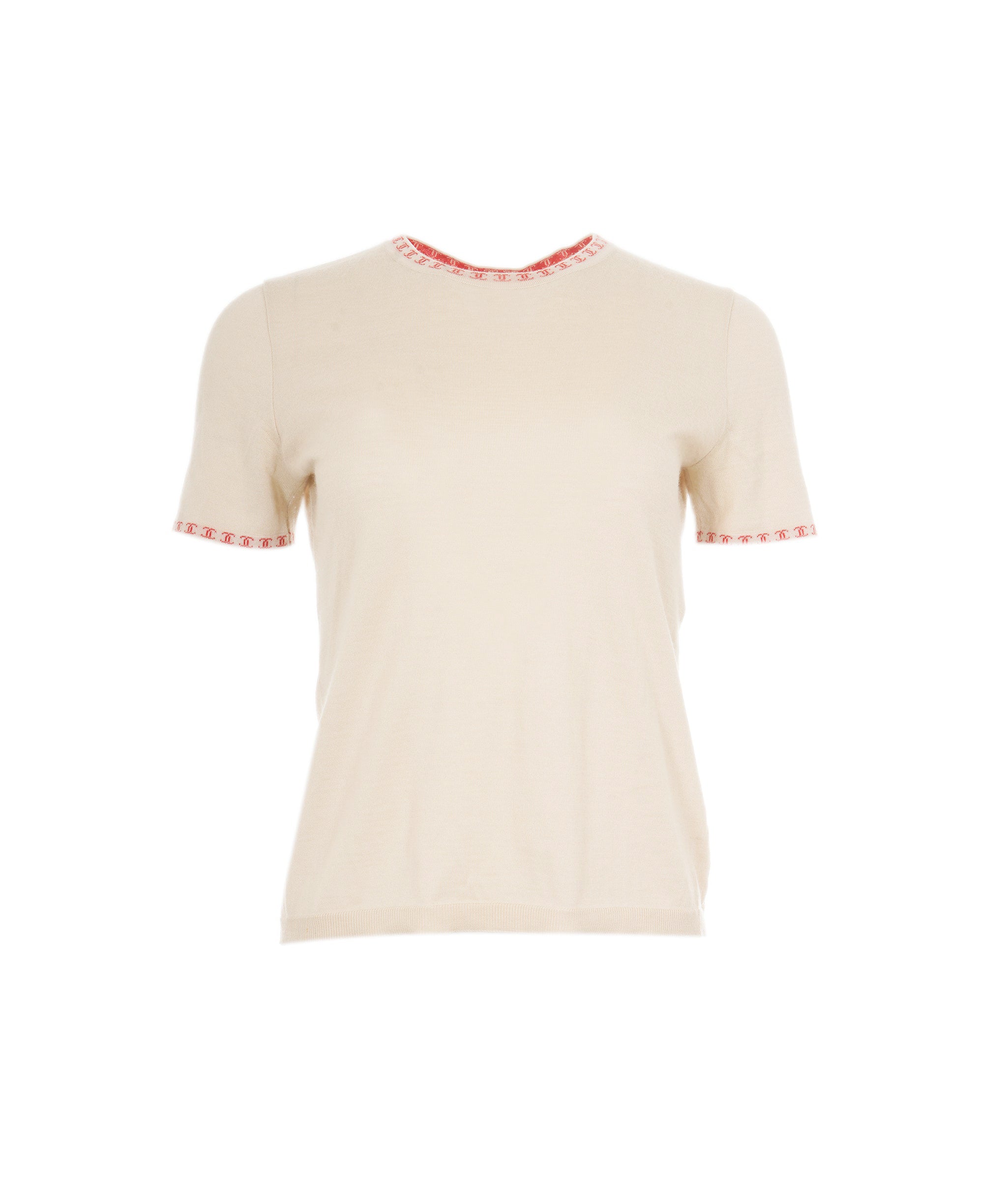 Chanel Chanel 01S CC Collar Cashmere Top Beige Orange ASL8251