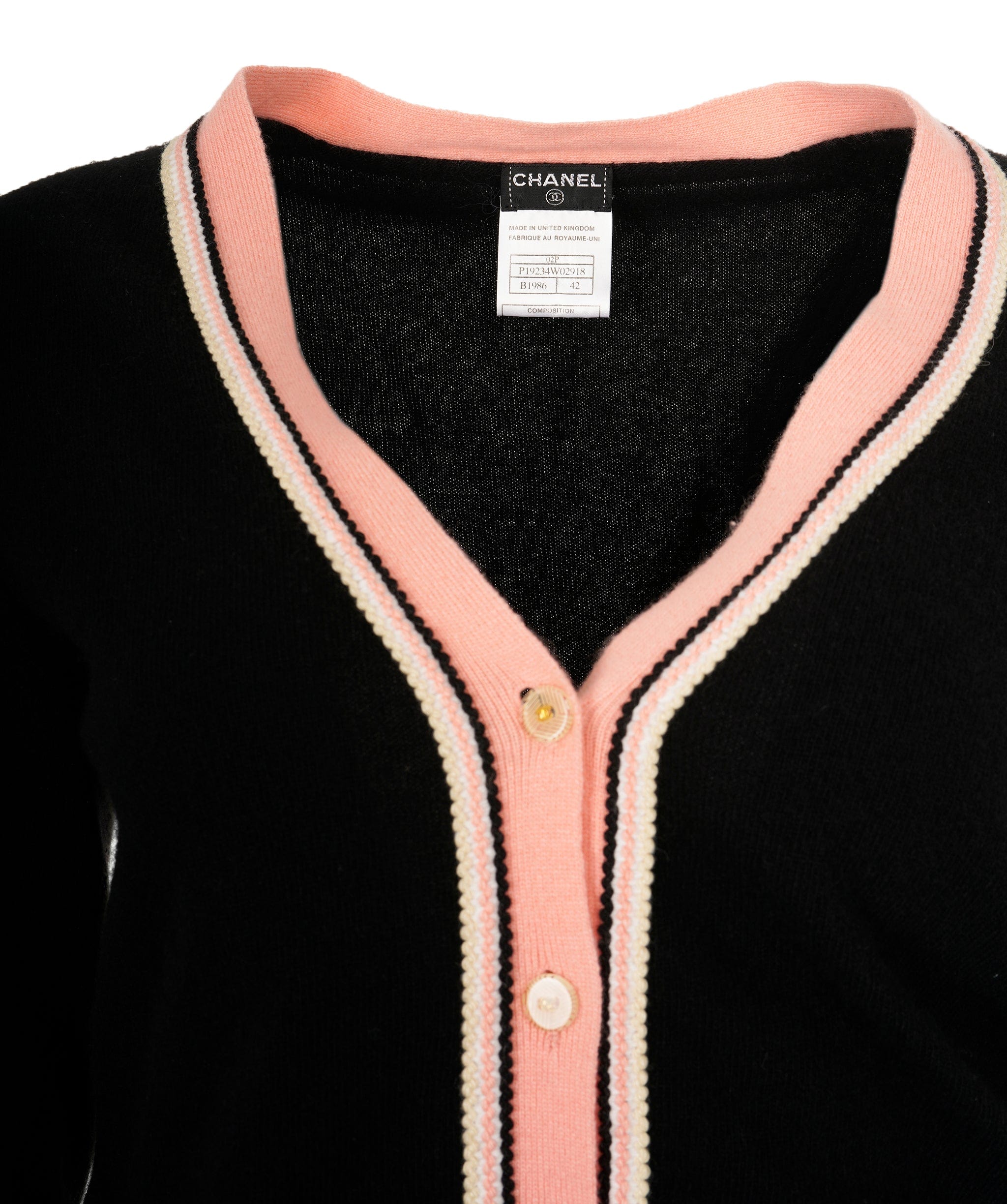 Chanel Chanel 02P Trimmed Cardigan Black Pink ASL9708