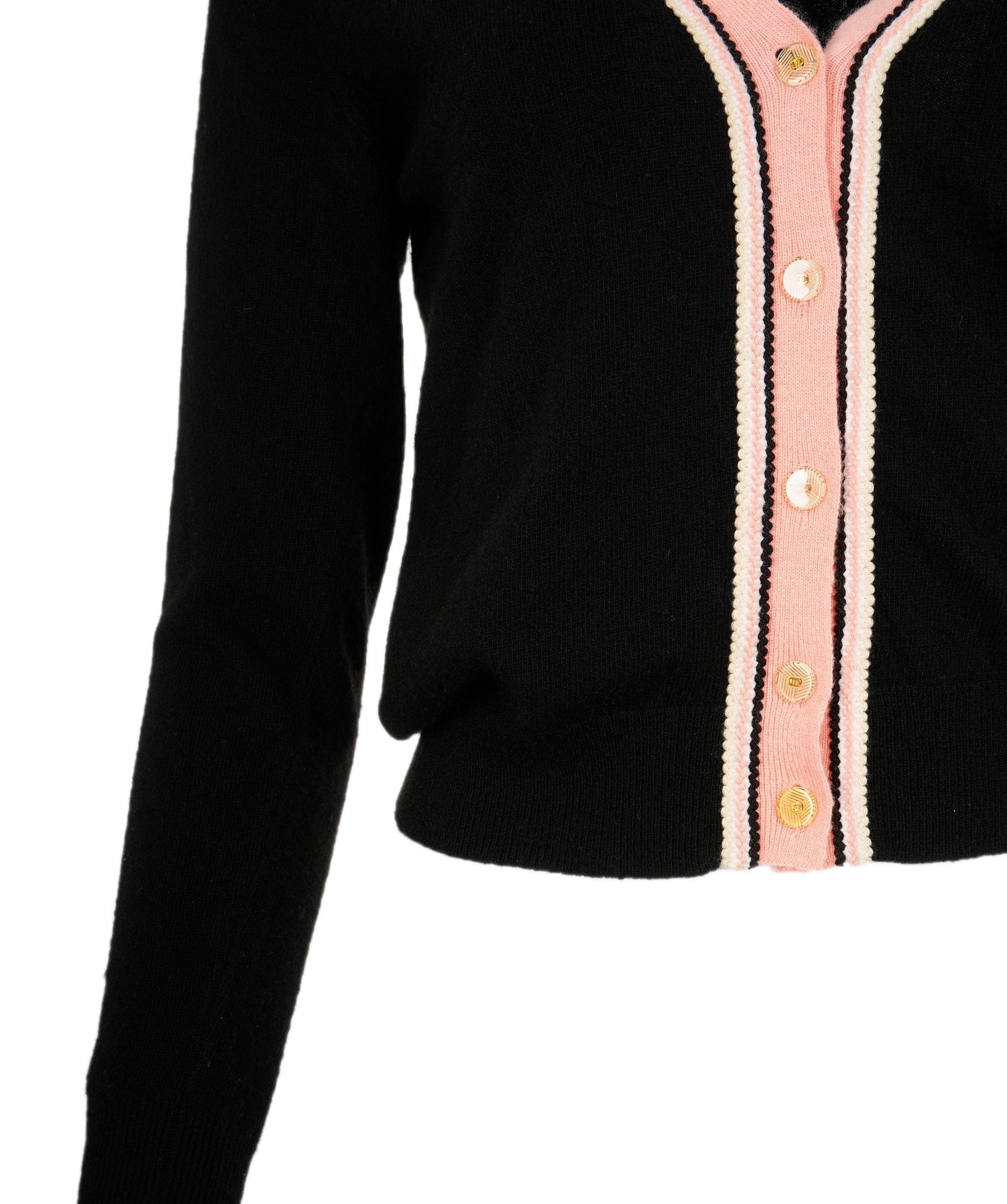 Chanel Chanel 02P Trimmed Cardigan Black Pink ASL9708