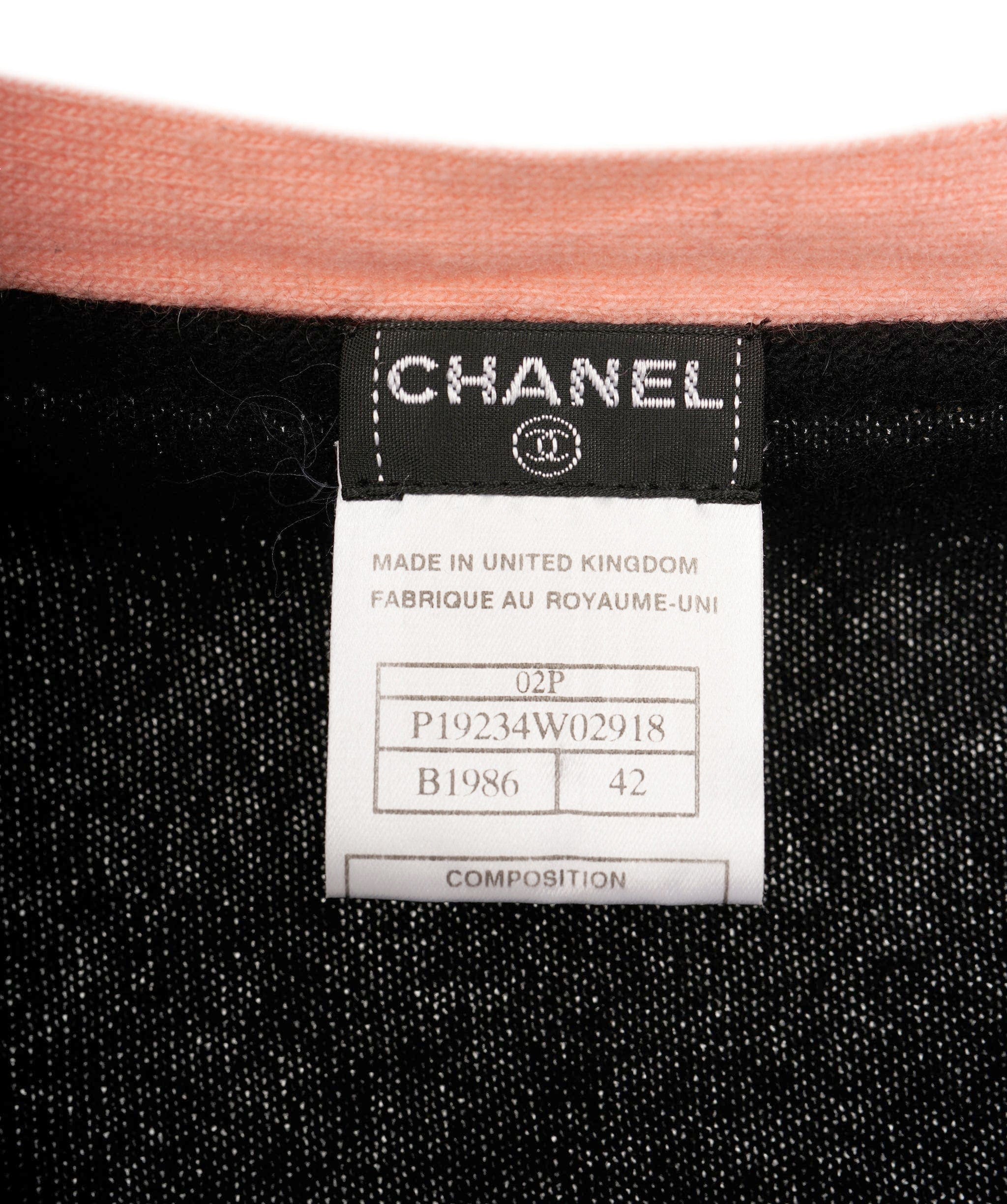 Chanel Chanel 02P Trimmed Cardigan Black Pink ASL9708