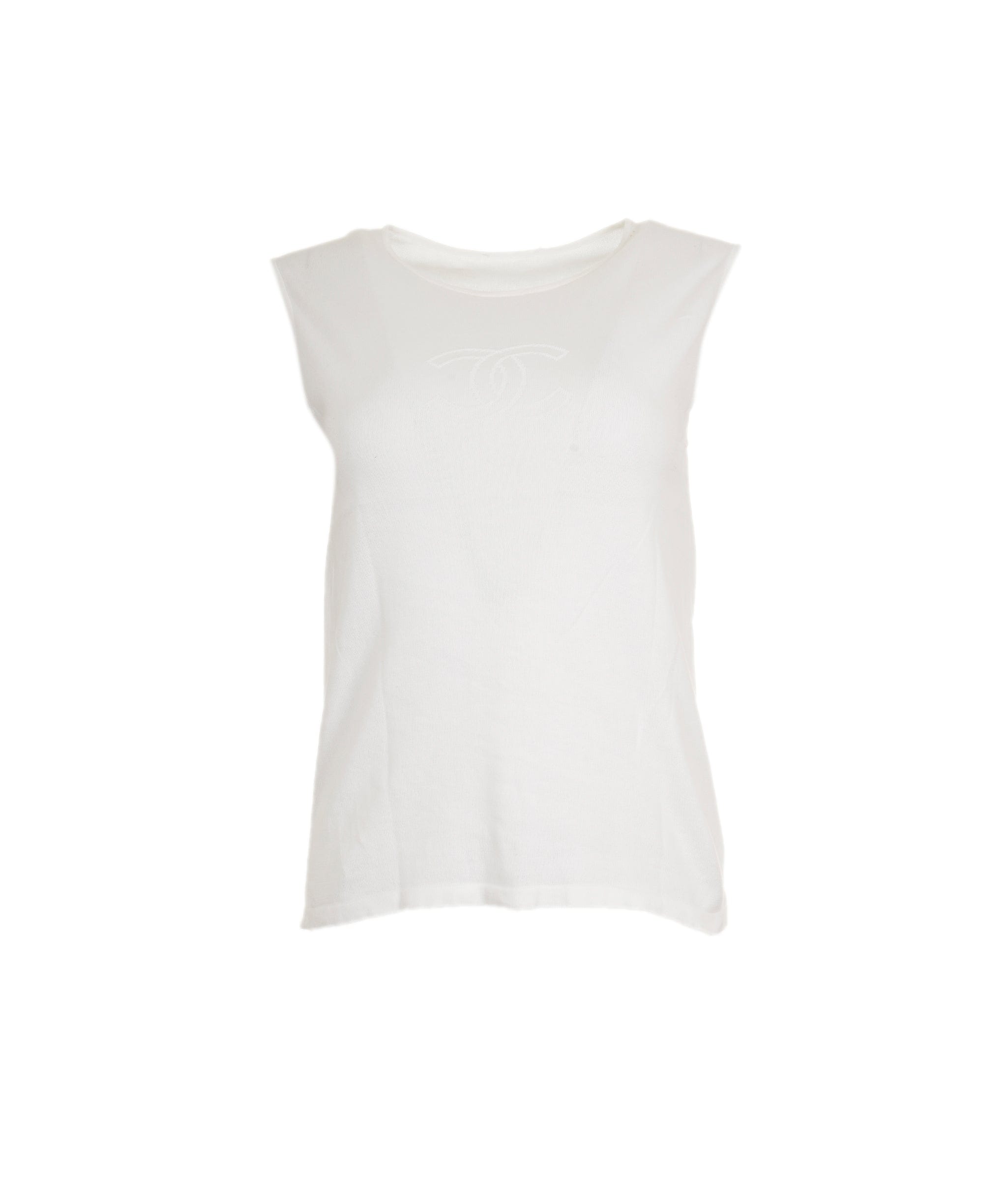 Chanel CHanel 05c CC Stitch Sleeveles Top White ASL9135