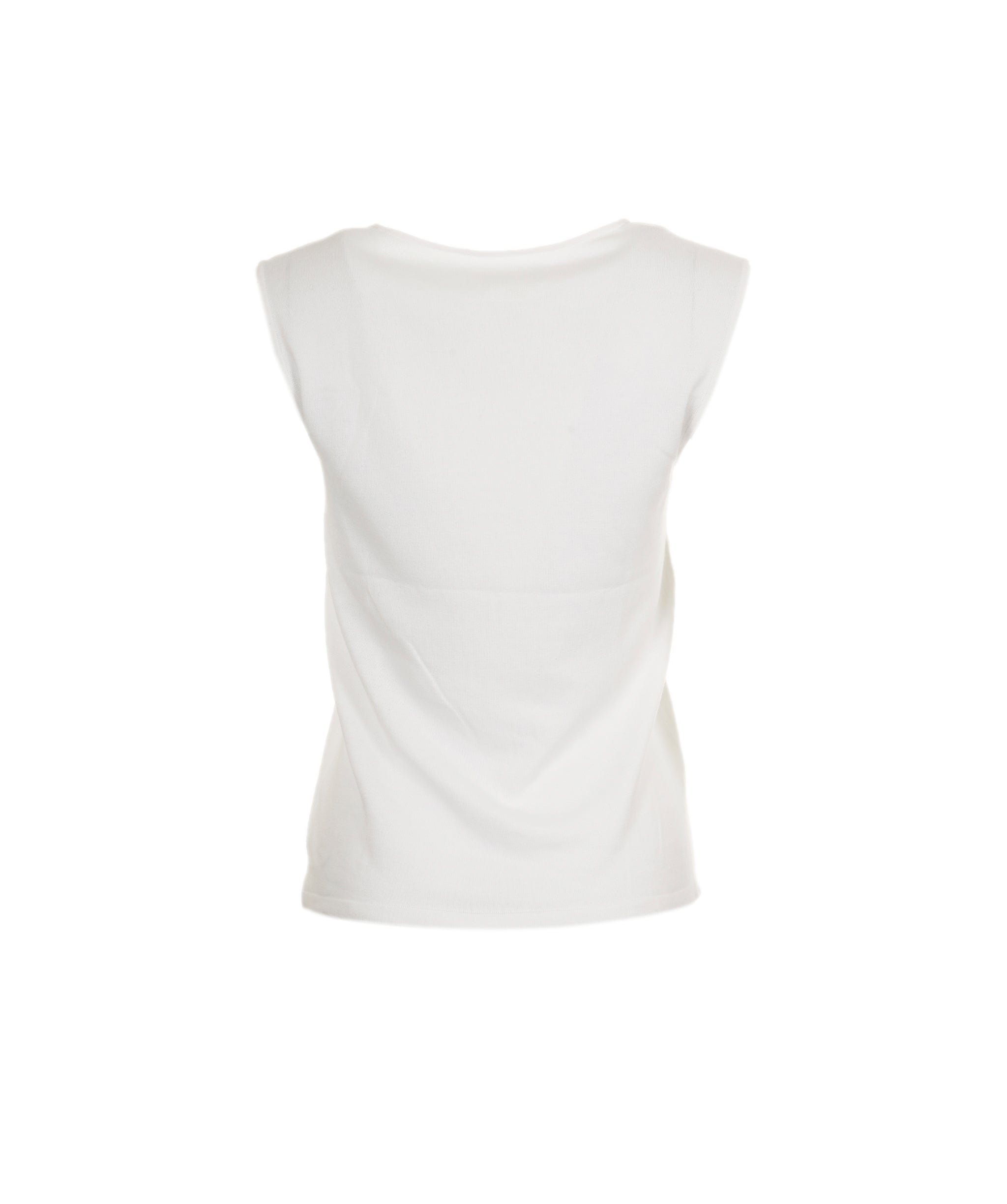 Chanel CHanel 05c CC Stitch Sleeveles Top White ASL9135