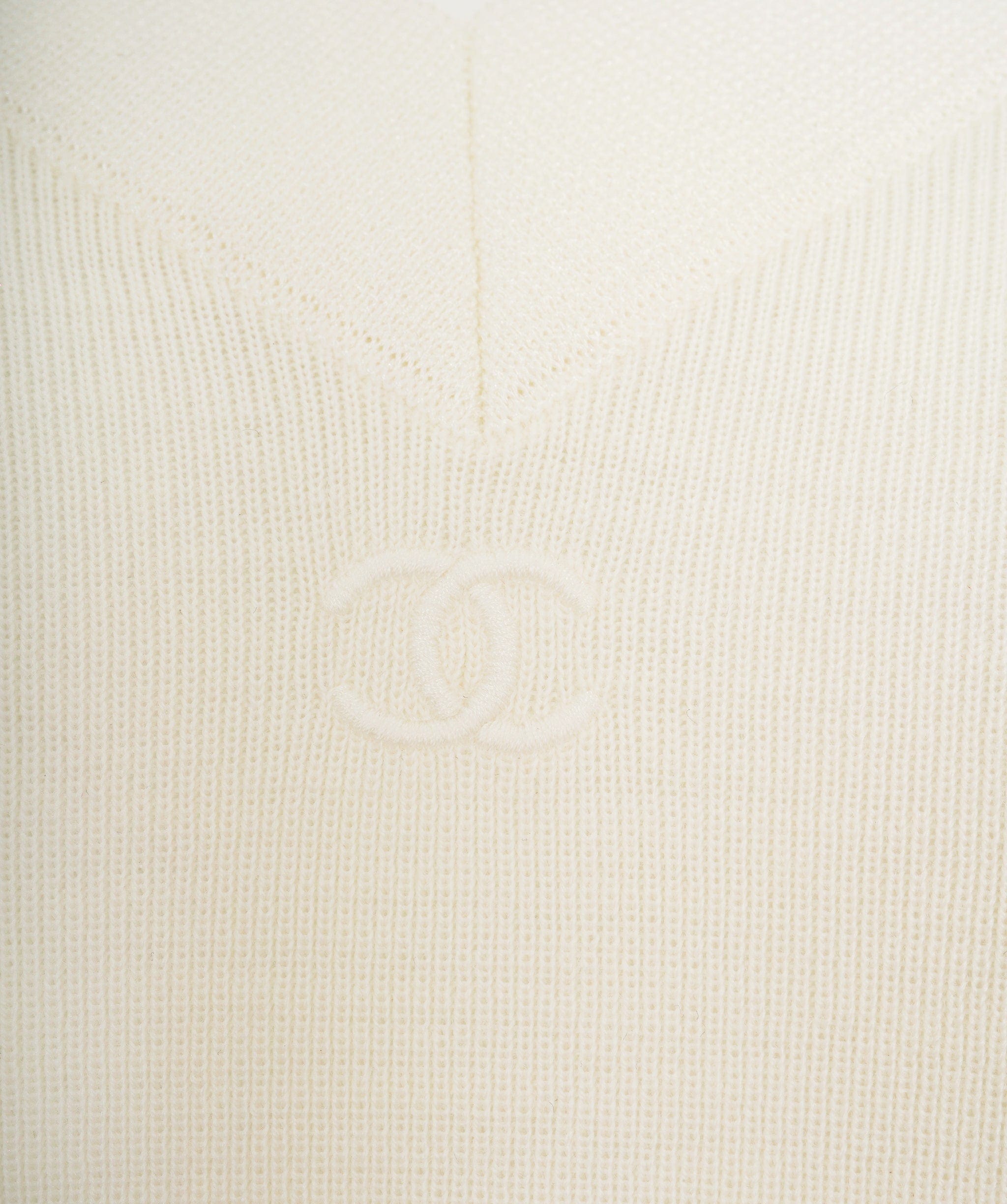 Chanel Chanel 06A CC V-neck Knit Top Cream ASL8238