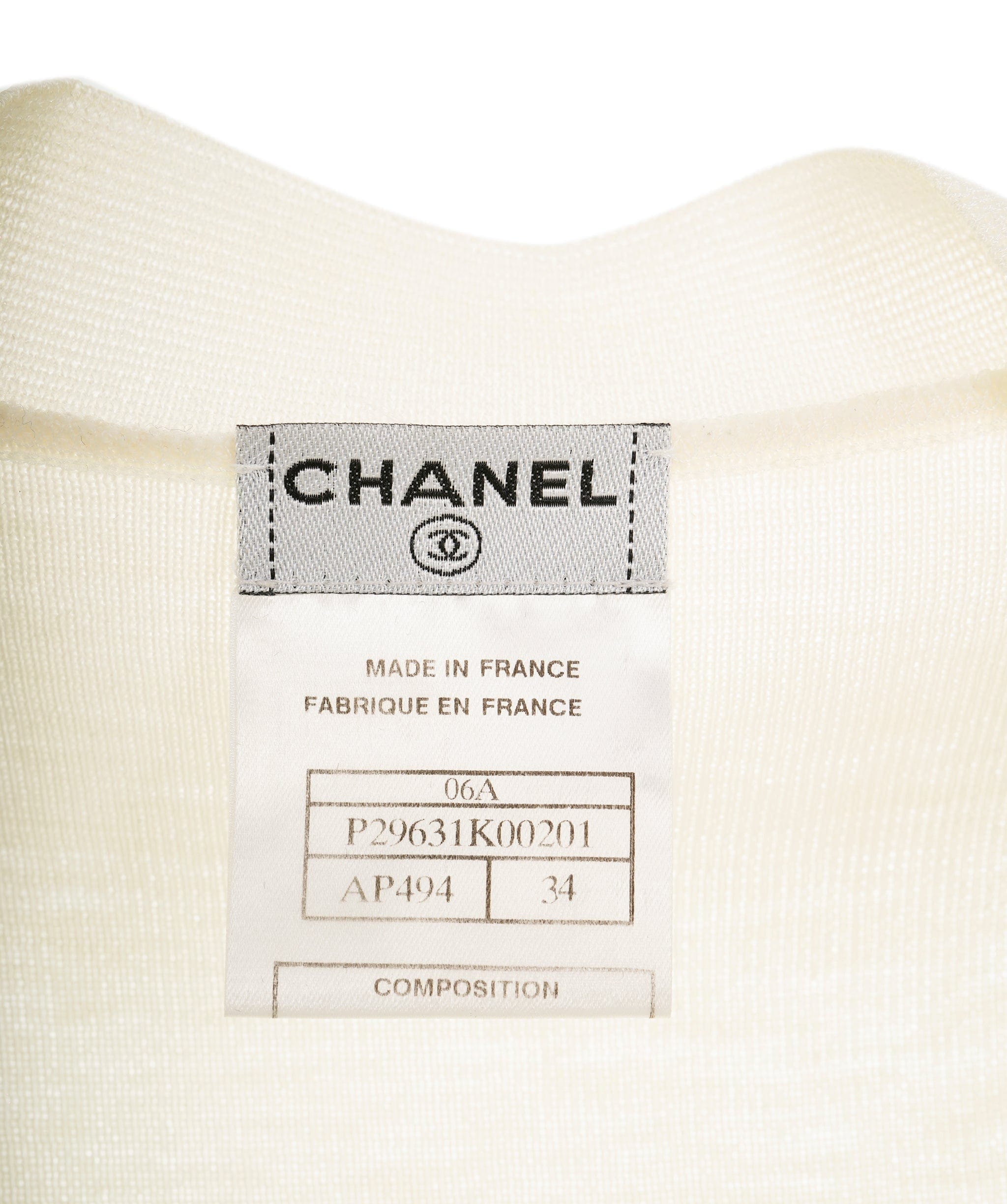 Chanel Chanel 06A CC V-neck Knit Top Cream ASL8238