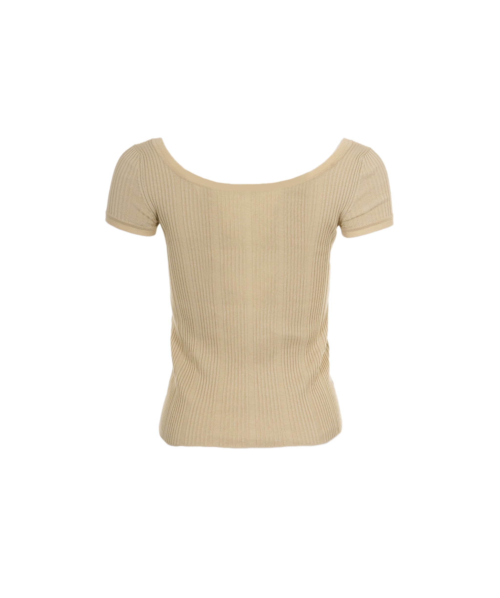 Chanel Chanel 07P CC Button Rib Top Beige ASL8269