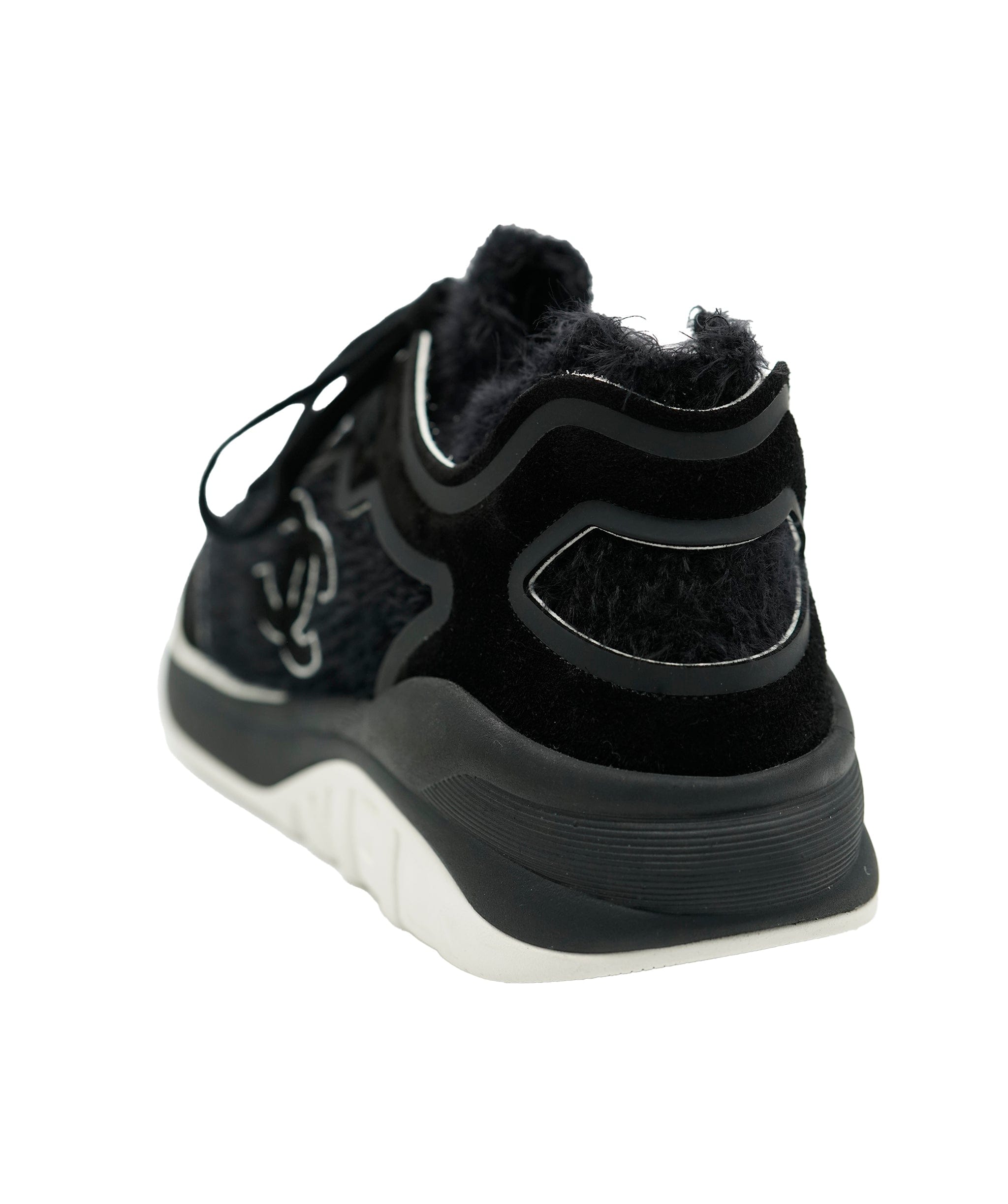 Chanel Chanel 19B Black Fabric Calfskin CC Sneakers ABC0267