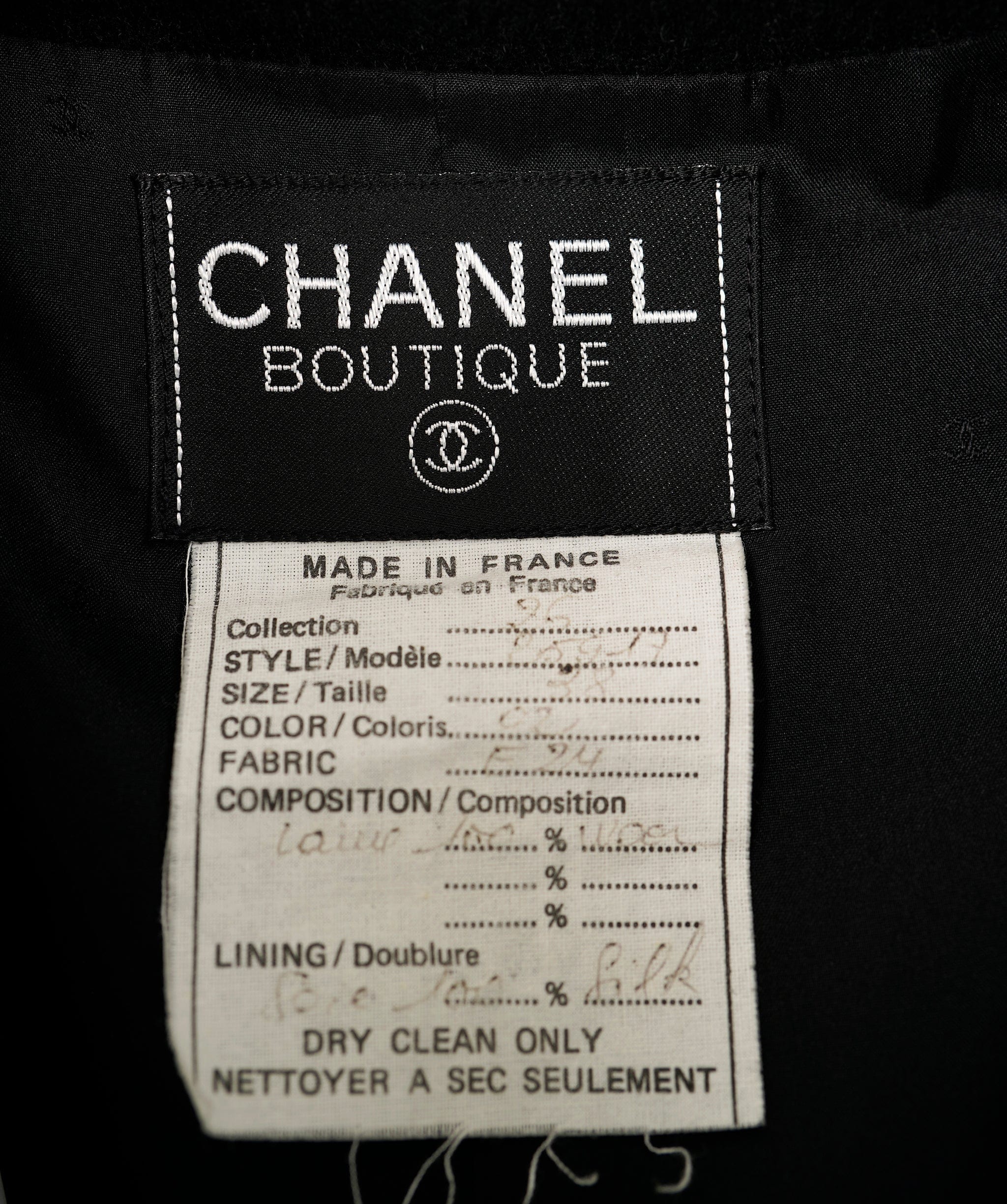 Chanel Chanel 26 #38 Button Long Sleeve Jacket Coat Black Wool 
 ASL9221