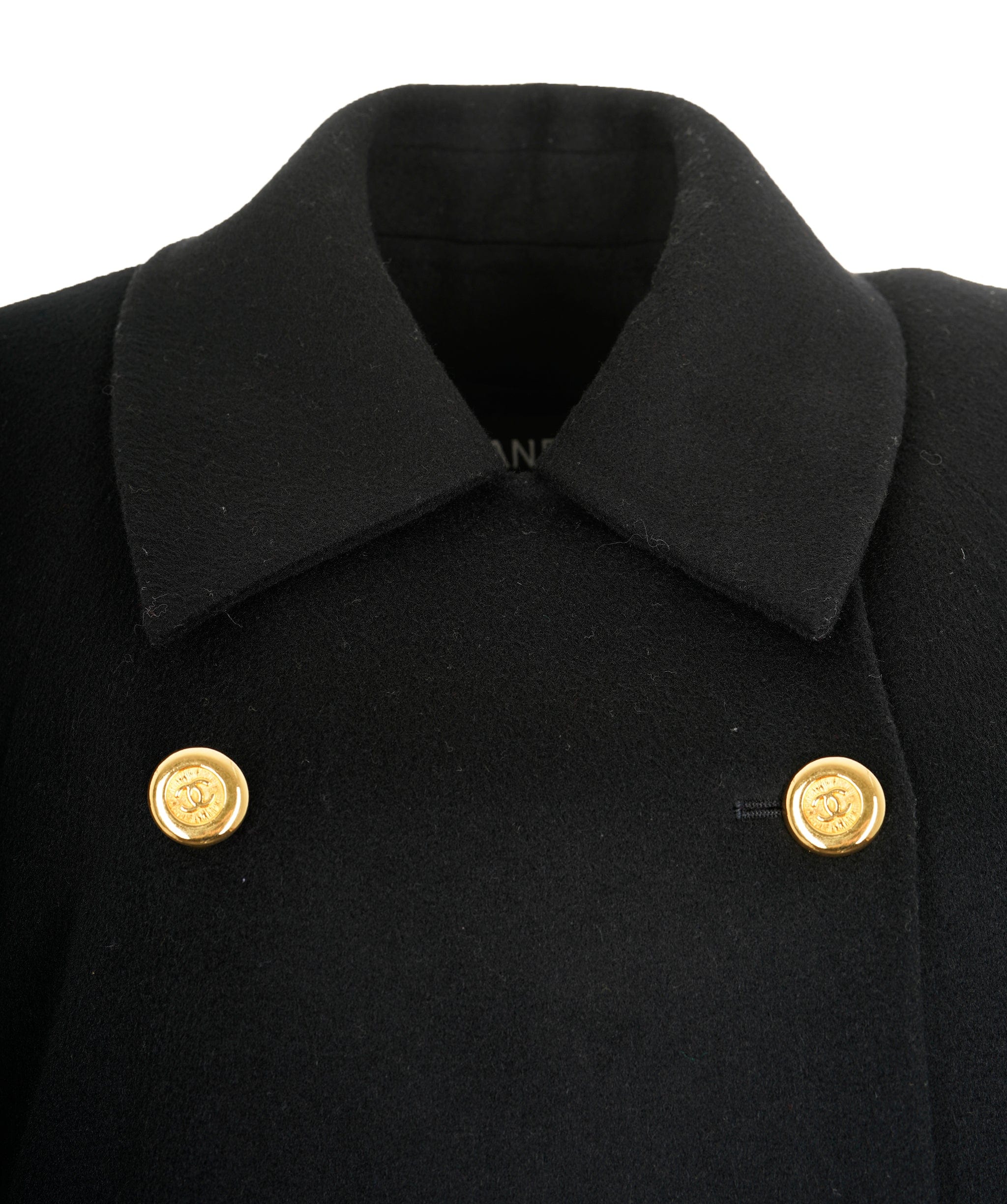 Chanel Chanel 26 #38 Button Long Sleeve Jacket Coat Black Wool 
 ASL9221