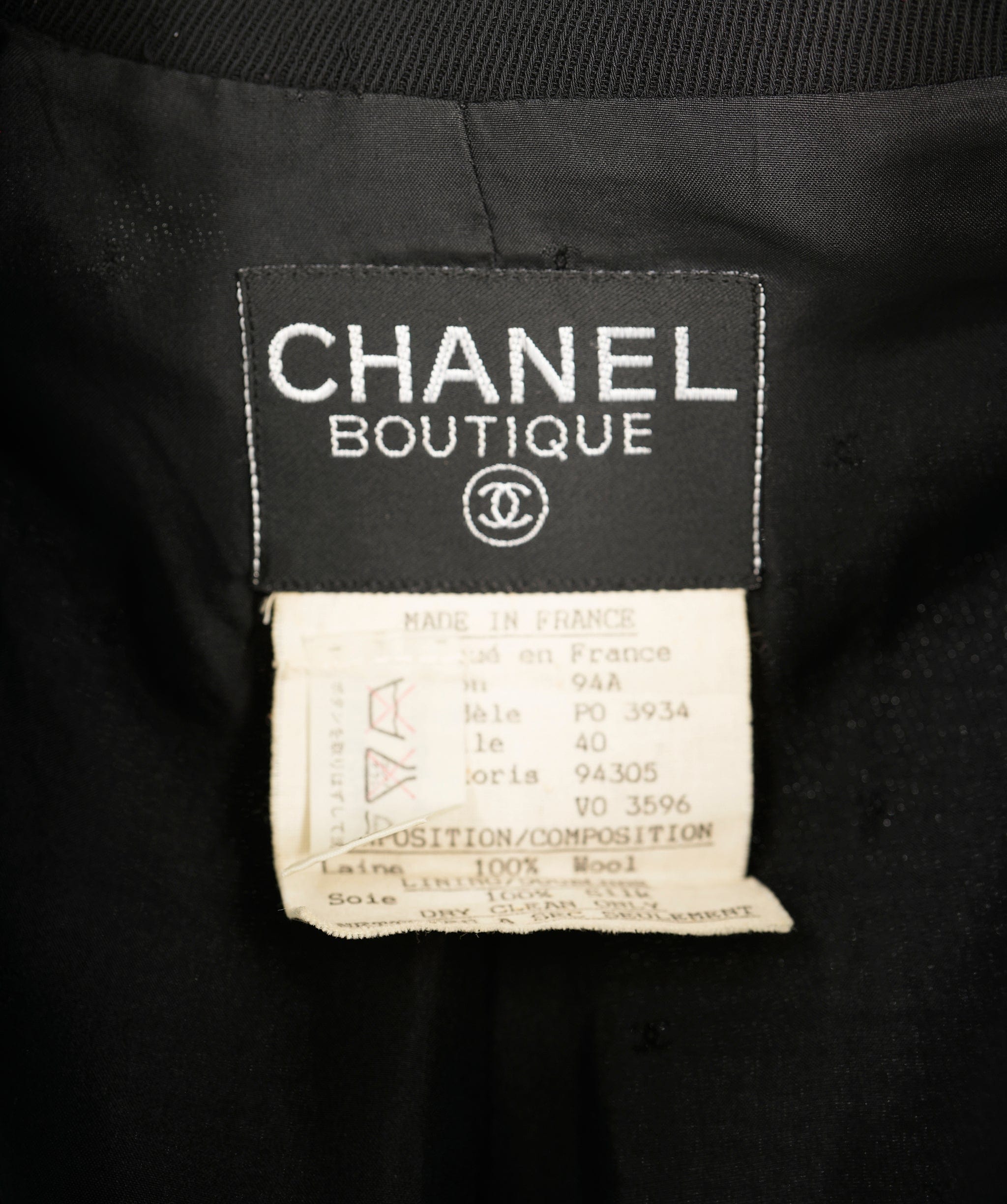 Chanel Chanel 94A #40 Double Breasted Jacket Coat Long Sleeve Black 
 ASL9224