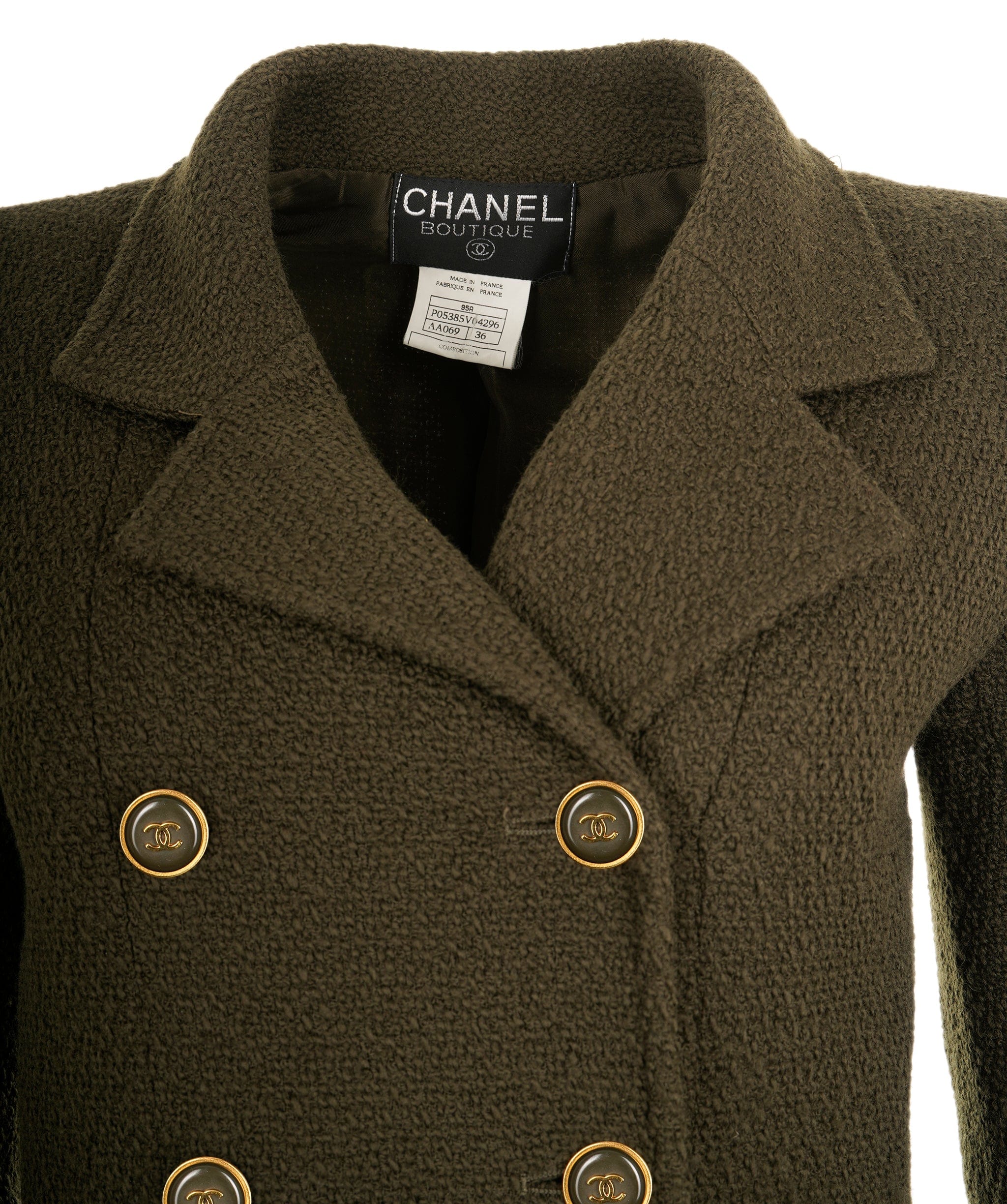 Chanel Chanel 95A CC Button Jacket Green ASL9020