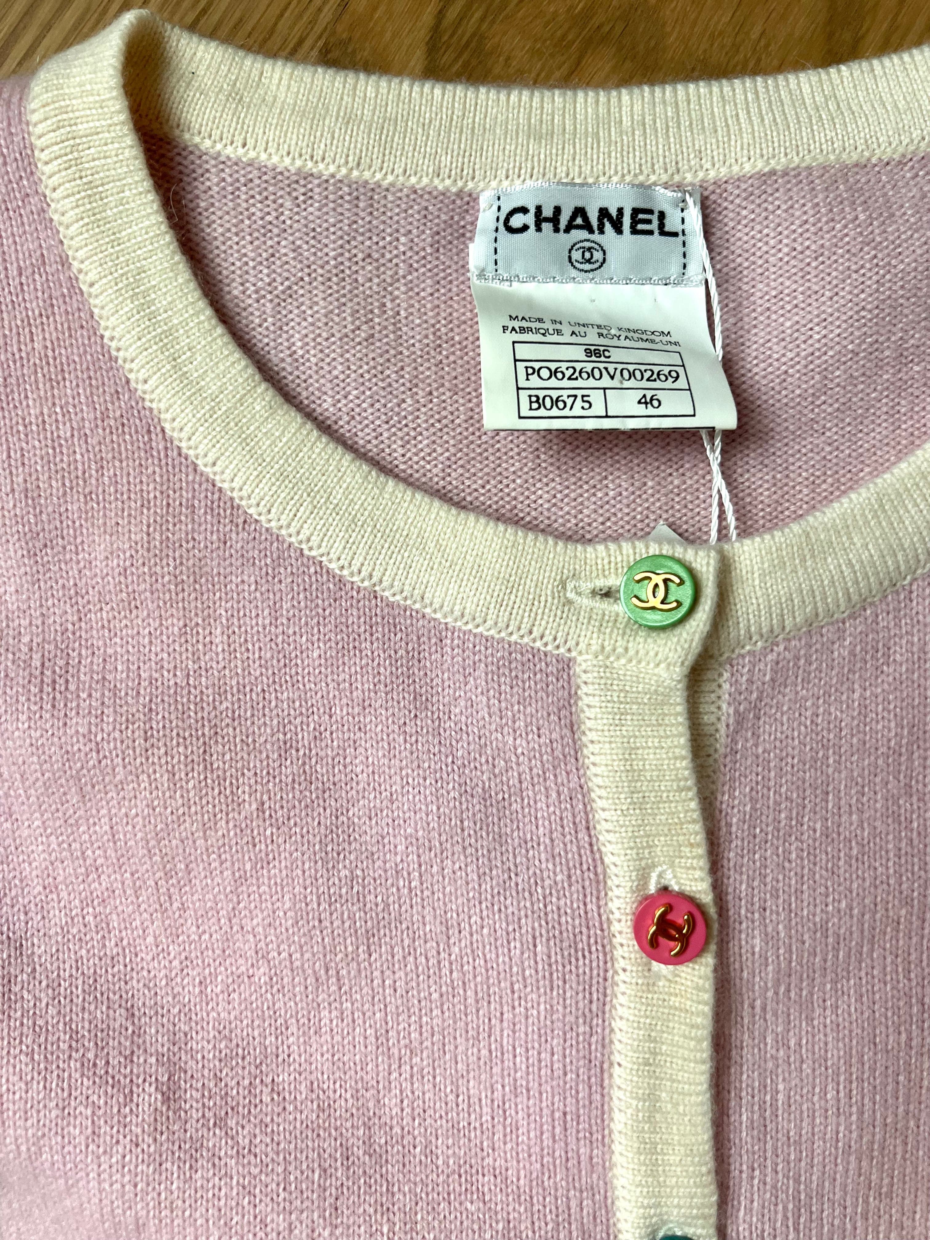 Chanel Chanel 96C Multicolor Button Cardigan Pink ASL8874