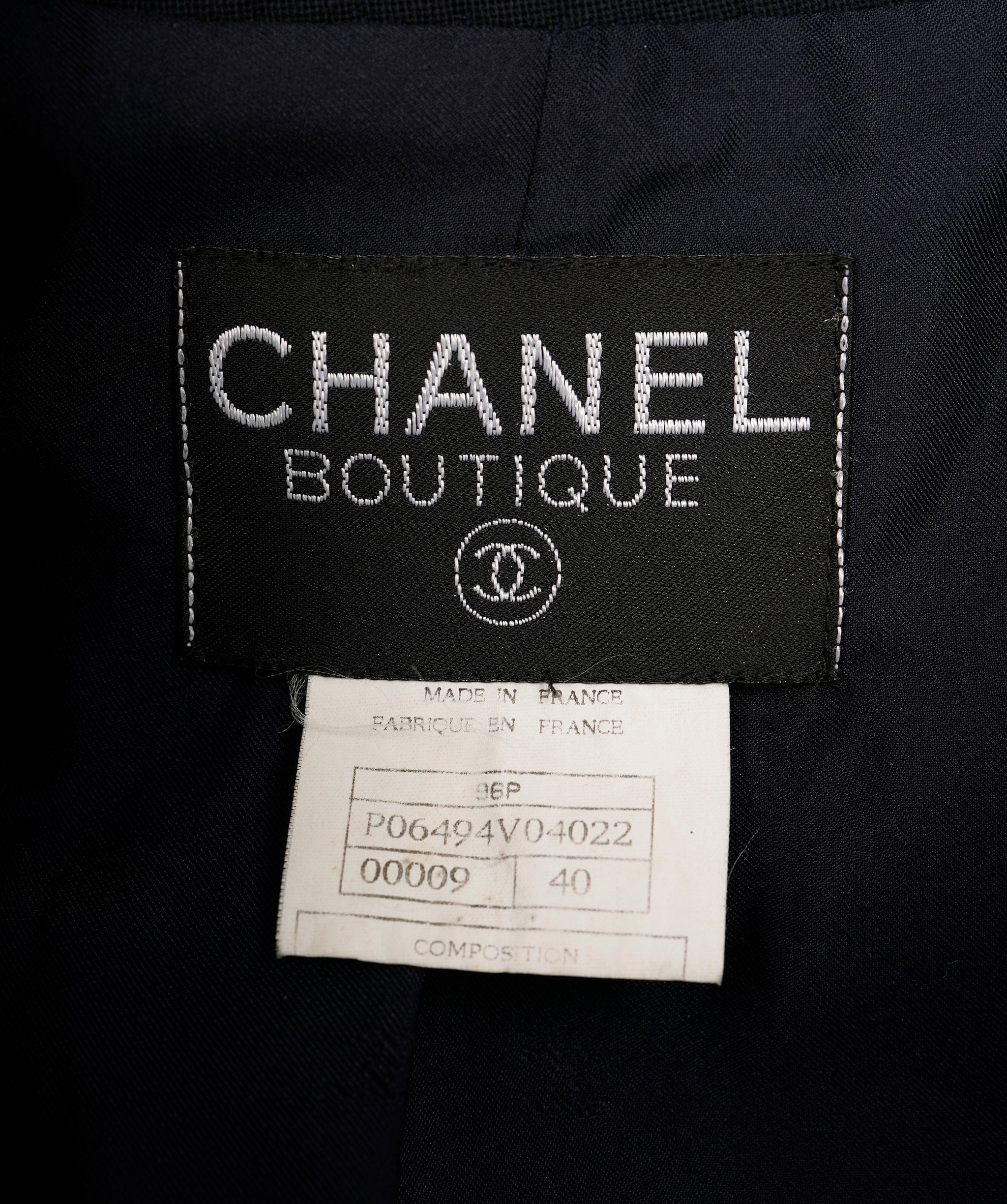 Chanel Chanel 96P #40 CC Button Single Breasted Long Sleeve Coat Jacket Navy 
 ASL9226