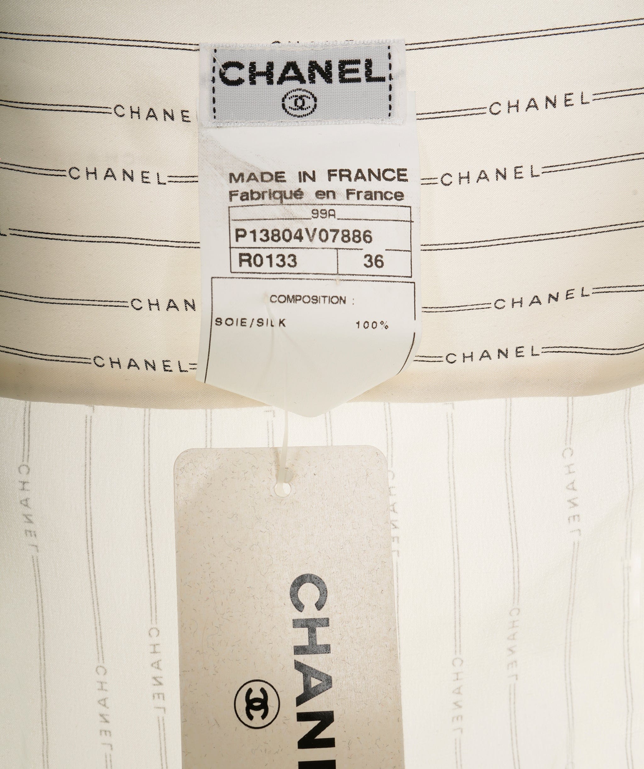 Chanel Chanel 99A Logo Silk Shirt White ASL9018