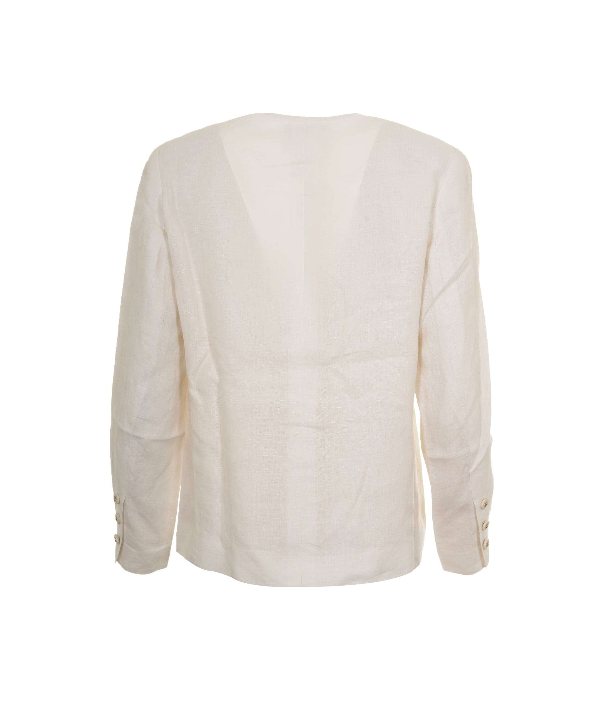 Chanel Chanel 99P Linen Collarless Jacket White ASL9233