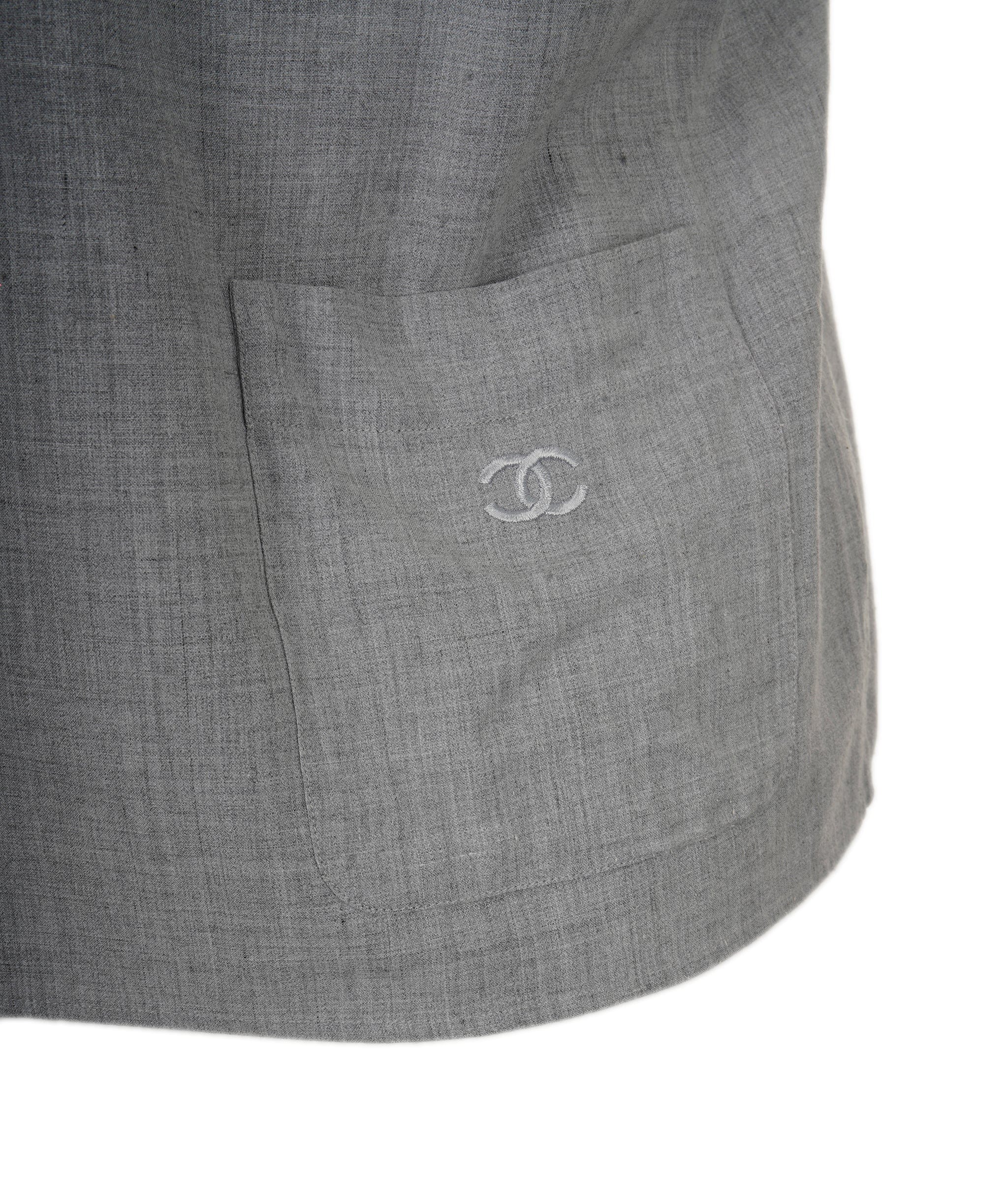 Chanel Chanel 99P Sleeveless Shirt Gray ASL7715