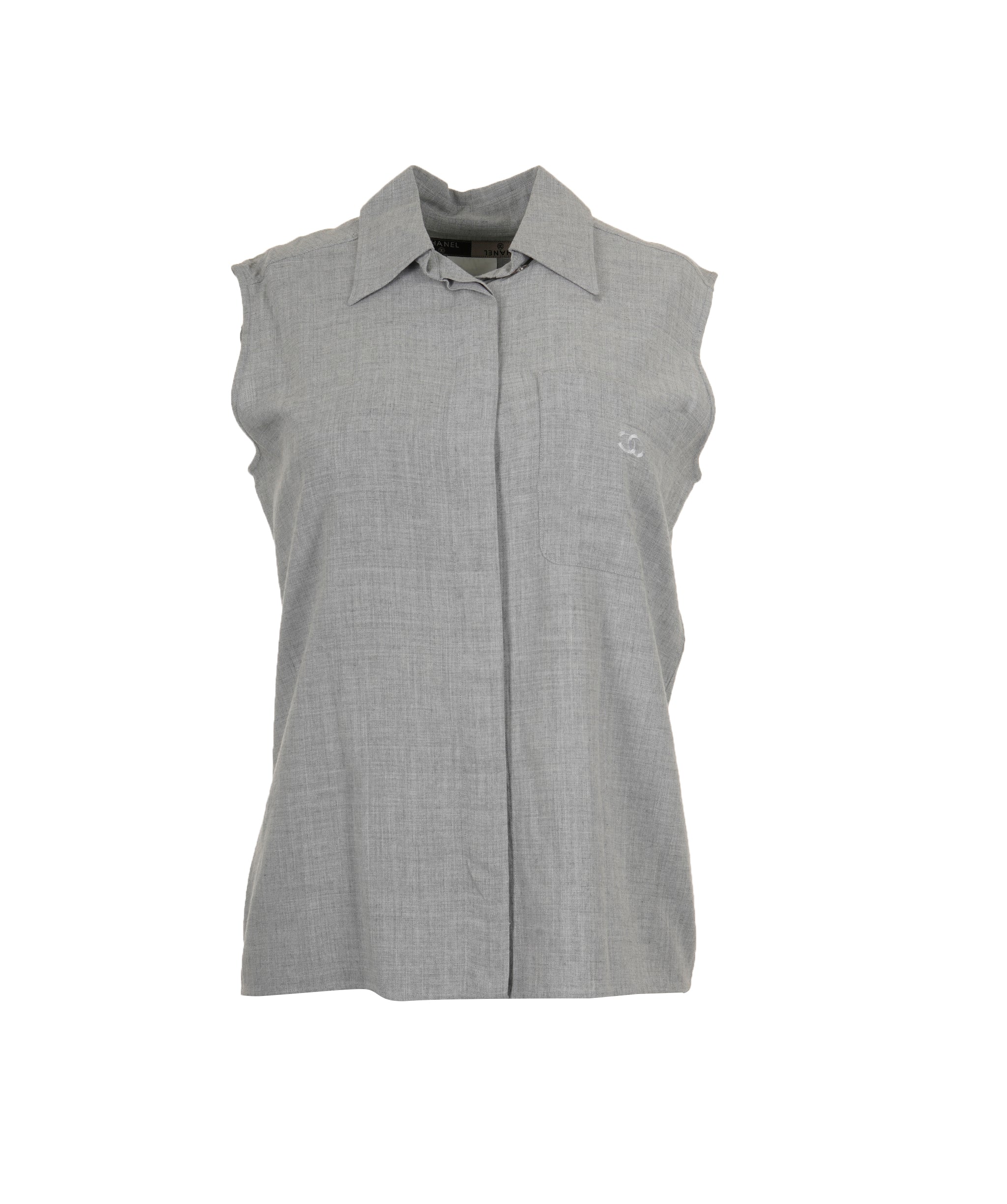 Chanel Chanel 99P Sleeveless Shirt Gray ASL7715