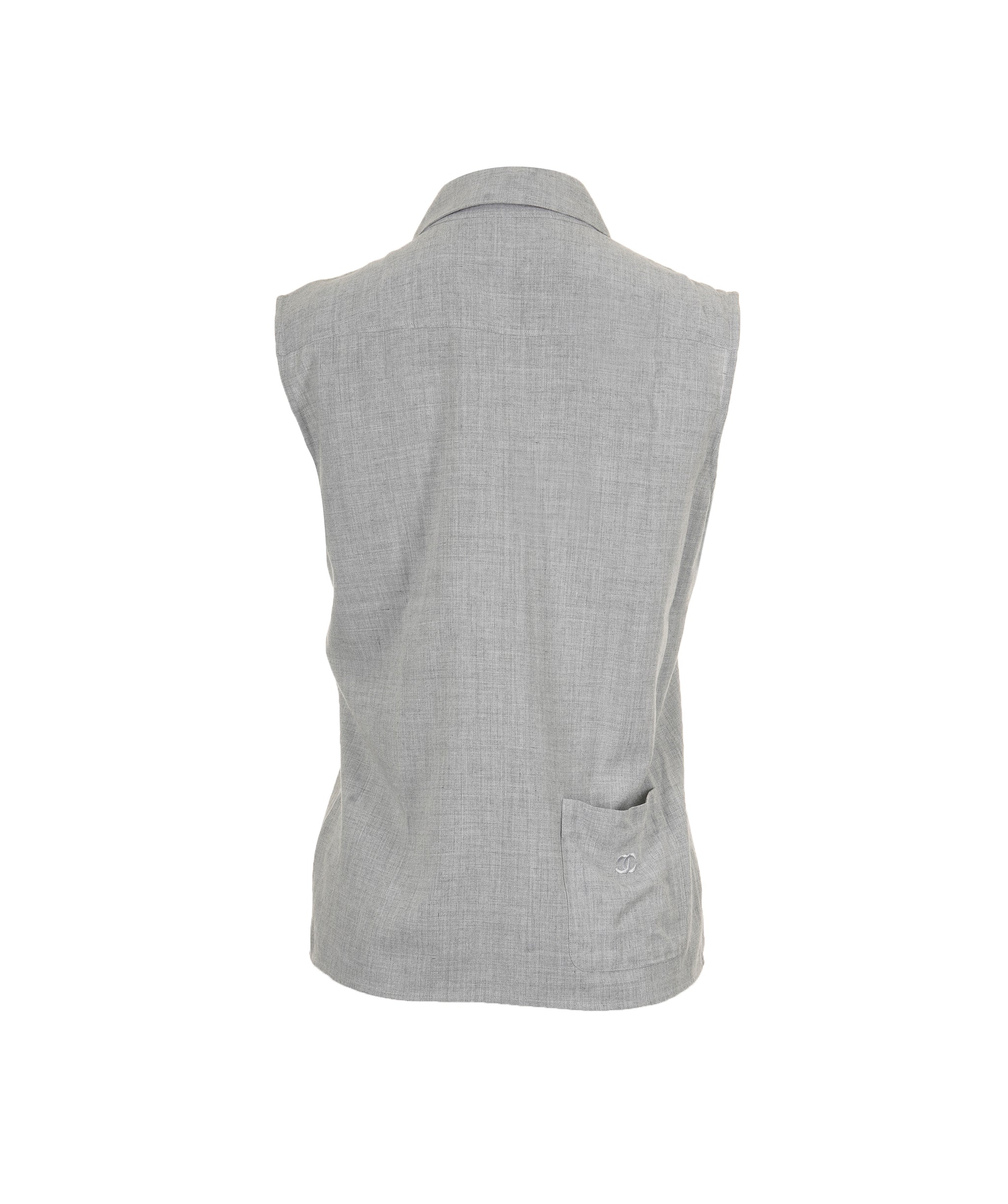 Chanel Chanel 99P Sleeveless Shirt Gray ASL7715