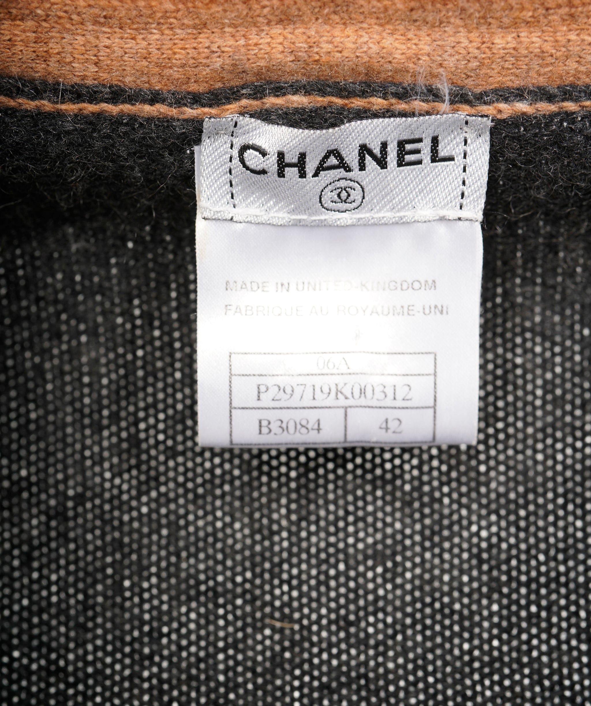 Chanel Chanel A/06 Charcoal Long Line Belted Cardigan with Tan Trim Detail FR 42 (UK 14) ASL9731