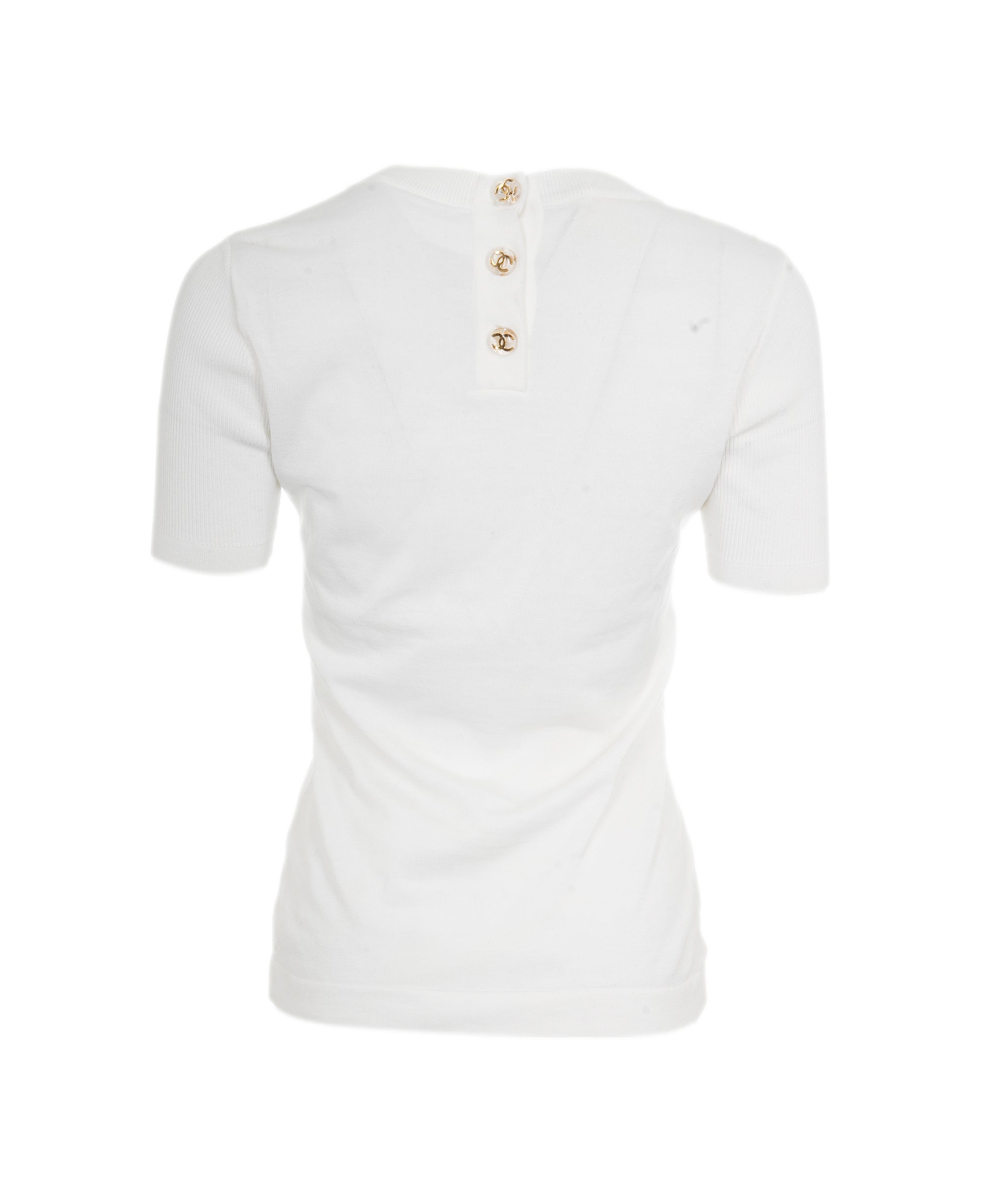 Chanel Chanel Back Gold Button Top White #36 ASL9810