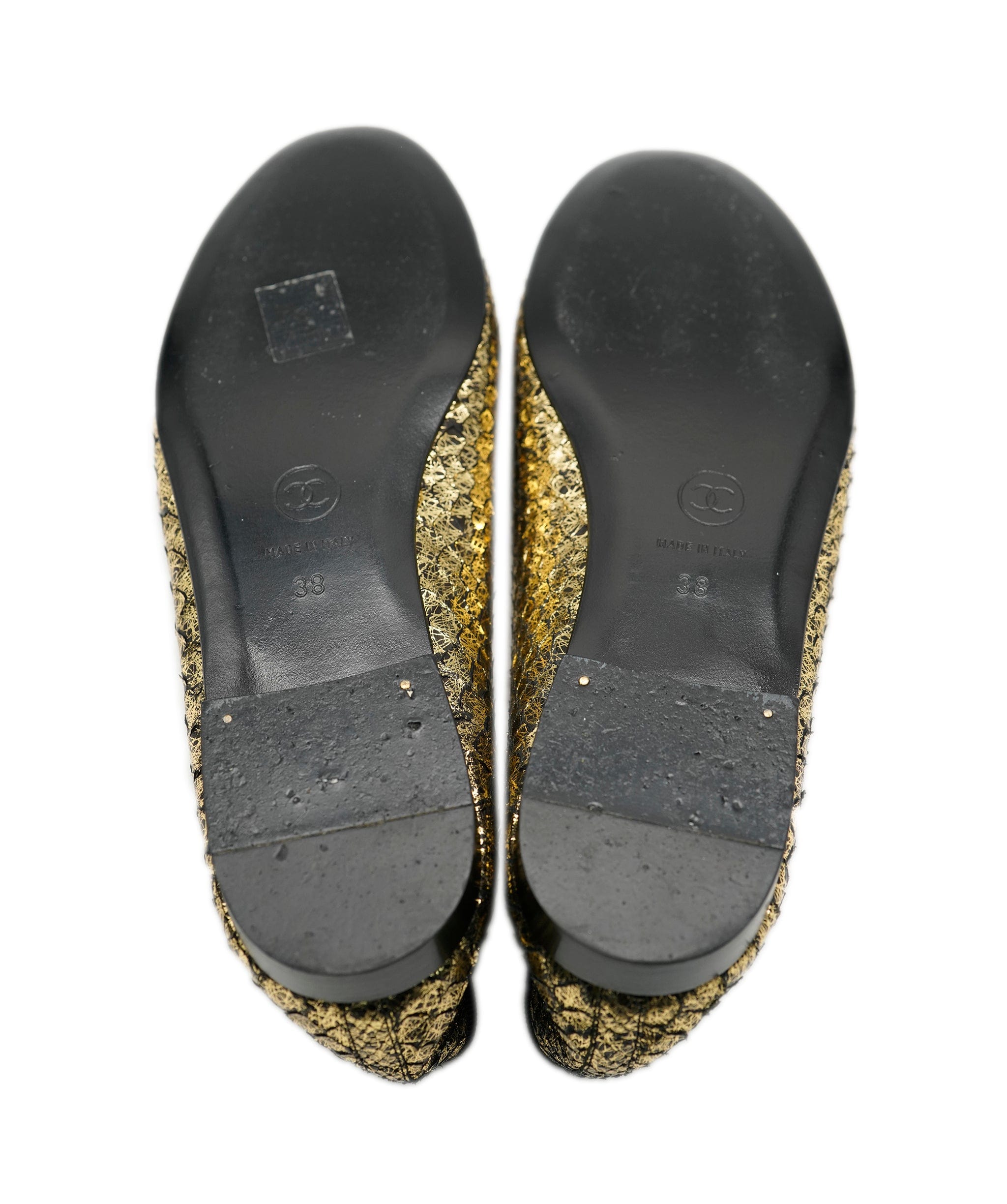 Chanel Chanel black and gold metallic ballet pumps - AJC0390