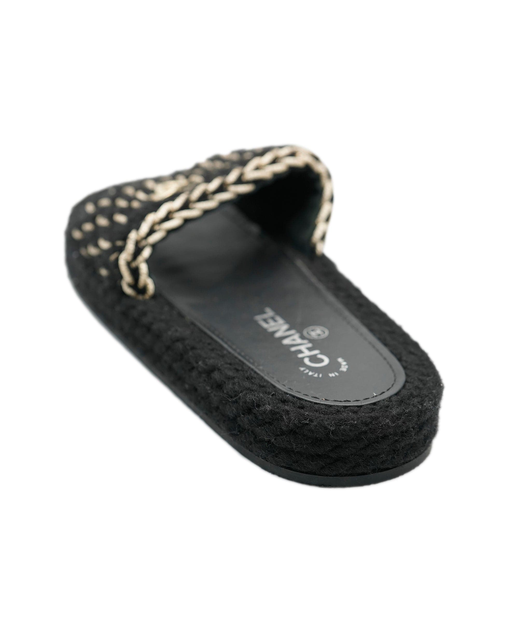 Chanel Chanel Black CC Dad Tweed Sandals  ALL0482