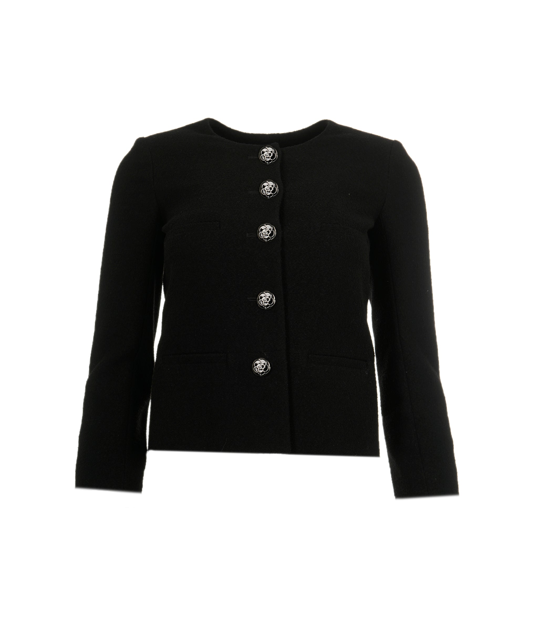 Chanel Chanel black Coco Camellia buttons Jacket ASL4073