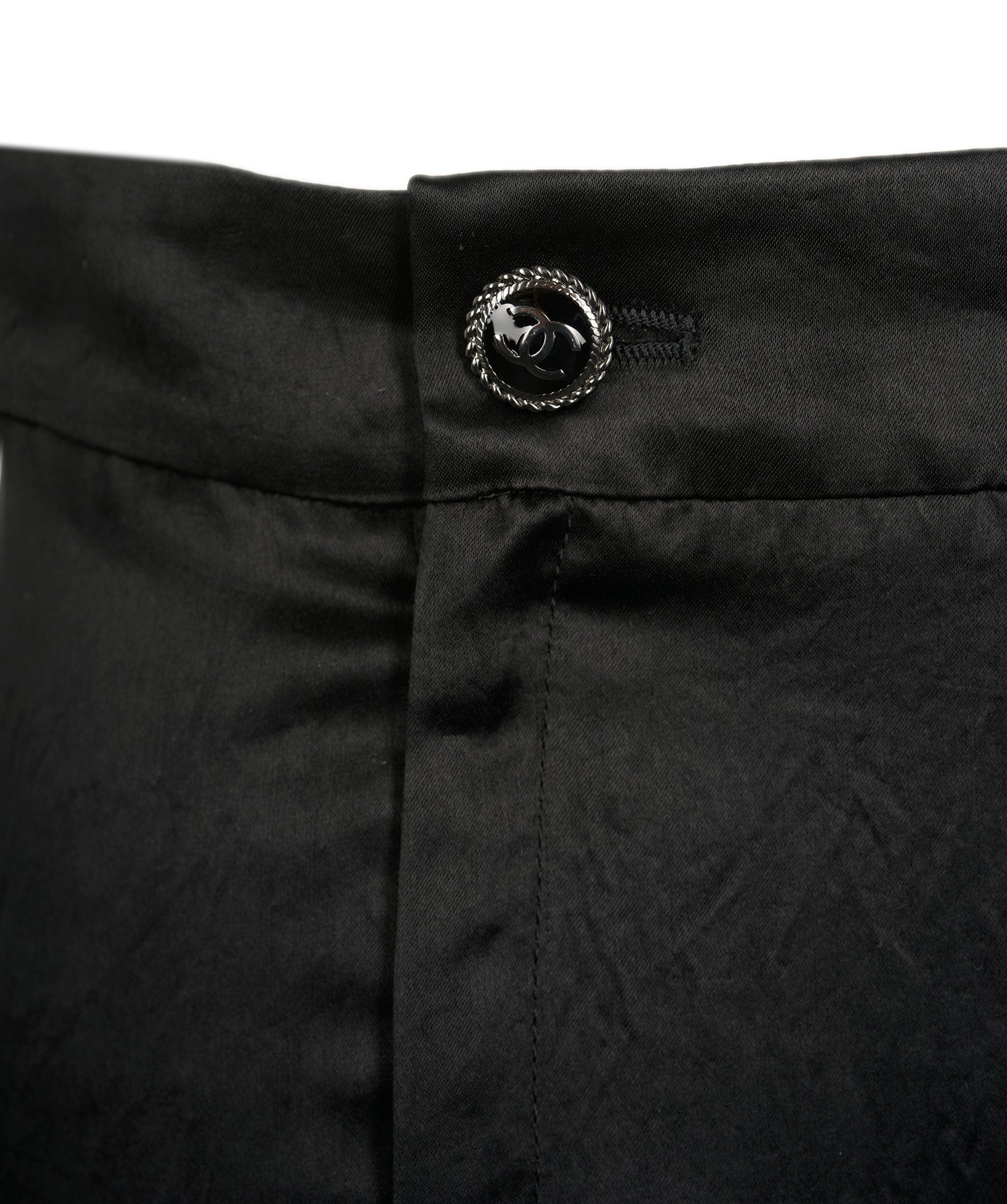 Chanel Chanel Black Wide-Leg Trouser with CC Logo Button Detailing FR 38 (UK 10) ASL9298