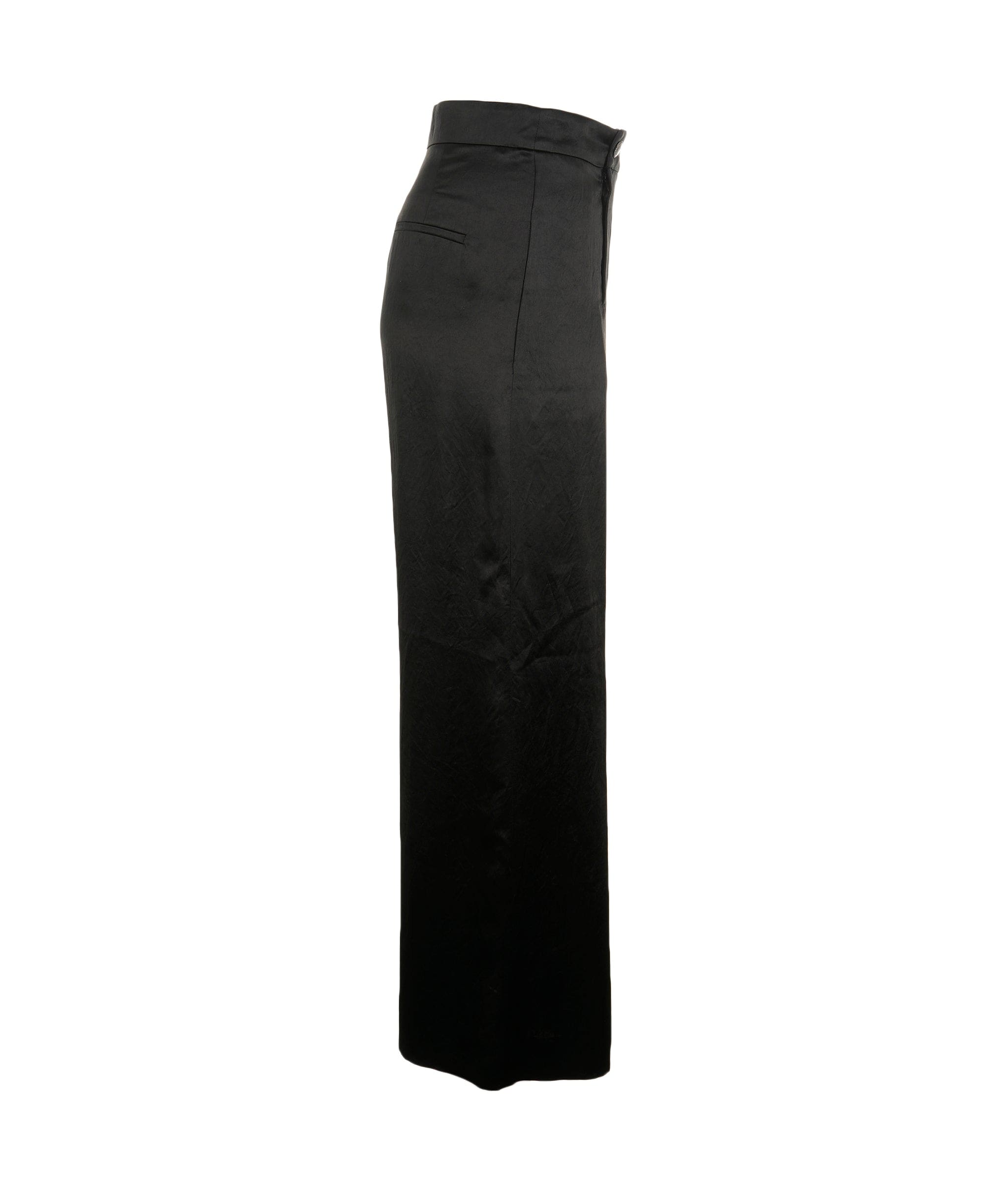 Chanel Chanel Black Wide-Leg Trouser with CC Logo Button Detailing FR 38 (UK 10) ASL9298