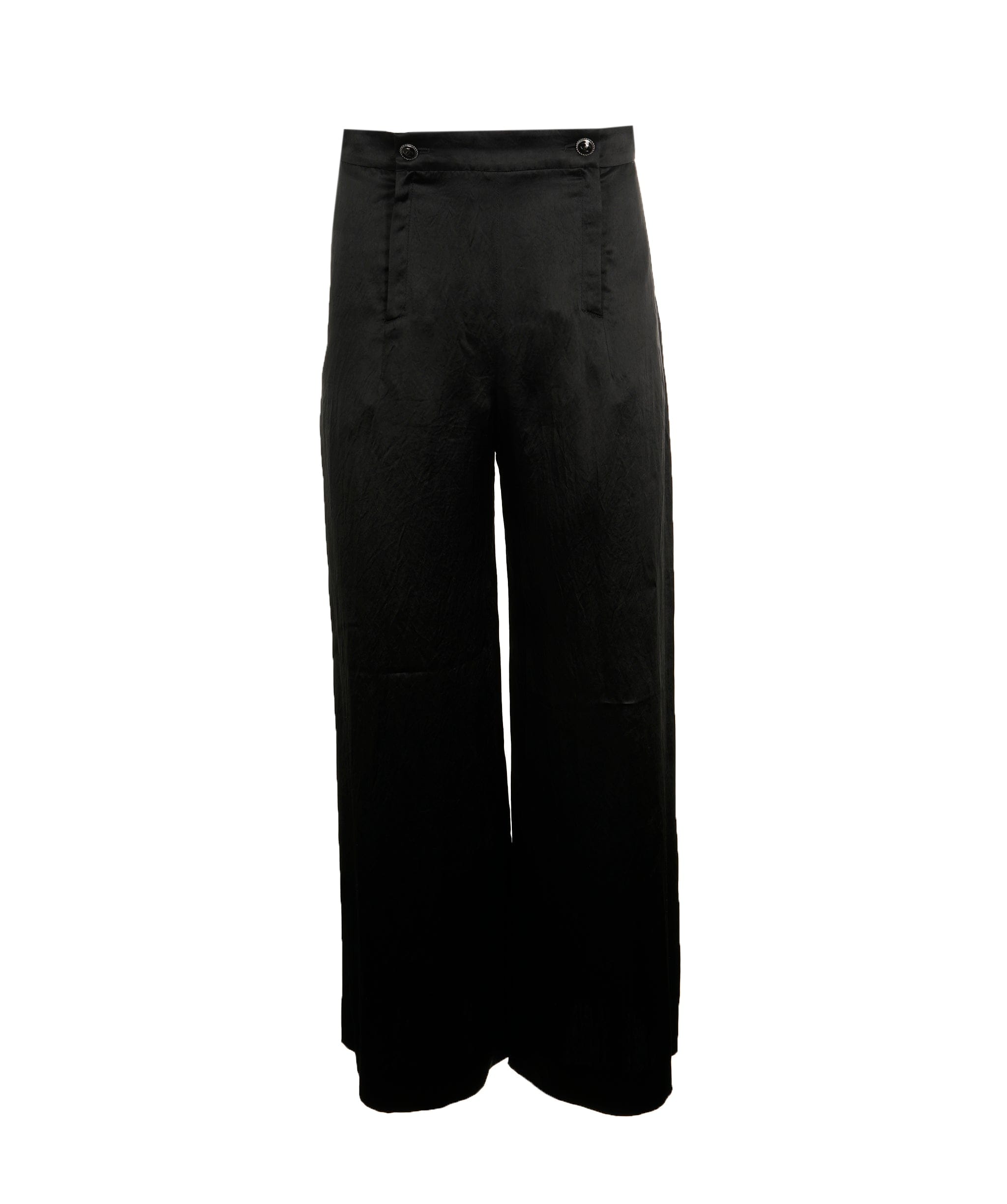 Chanel Chanel Black Wide-Leg Trouser with CC Logo Button Detailing FR 38 (UK 10) ASL9298