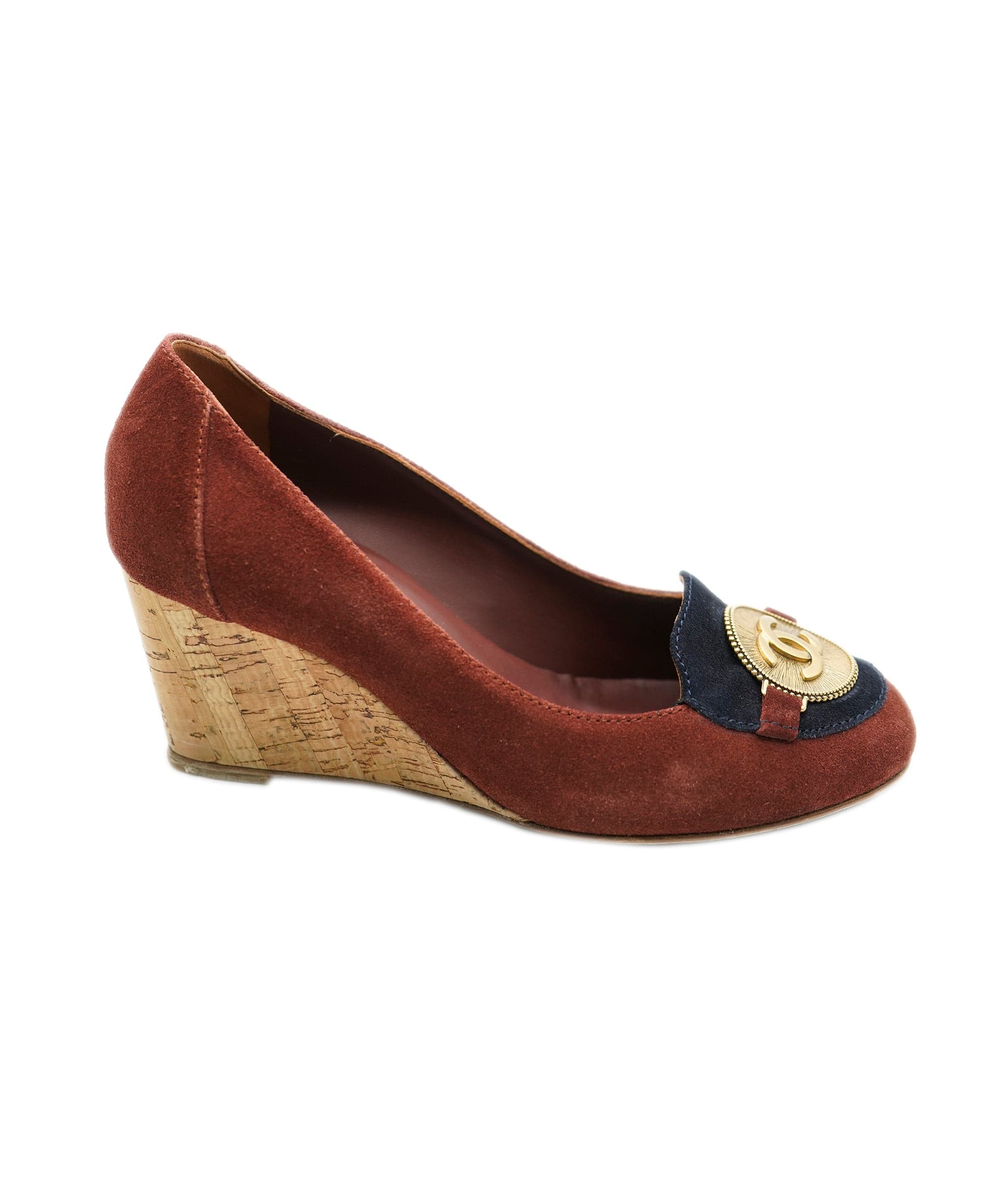 Chanel Chanel burgundy wedges with sunburst detail  - AJC0450